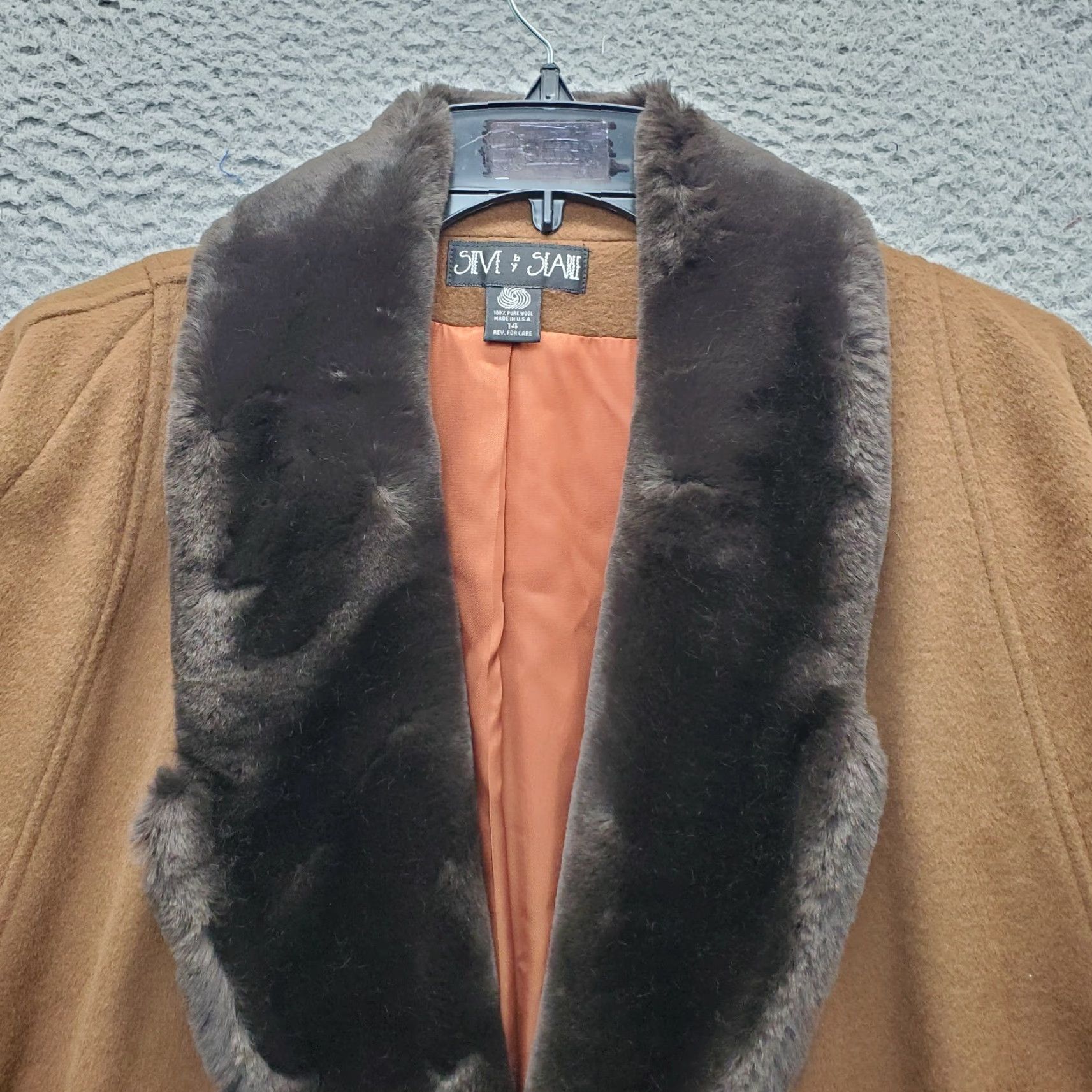 Vintage VINTAGE Steve By Searle Trench Coat Womens Size14 Brown Faux Fur Trim Button Front USA Coat Size XL / US 12-14 / IT 48-50 - 7 Thumbnail