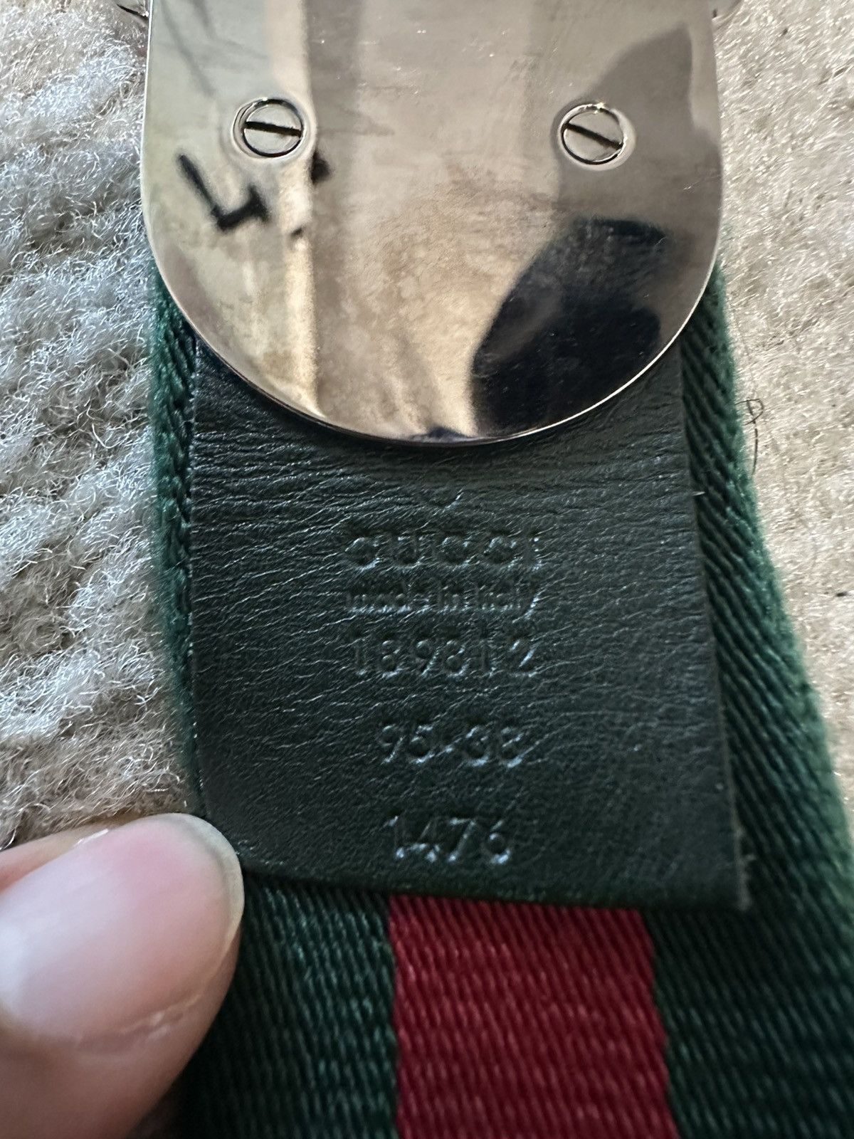 Gucci Gucci Logo Engraved Web Signature Buckle Belt Size 34 - 5 Thumbnail