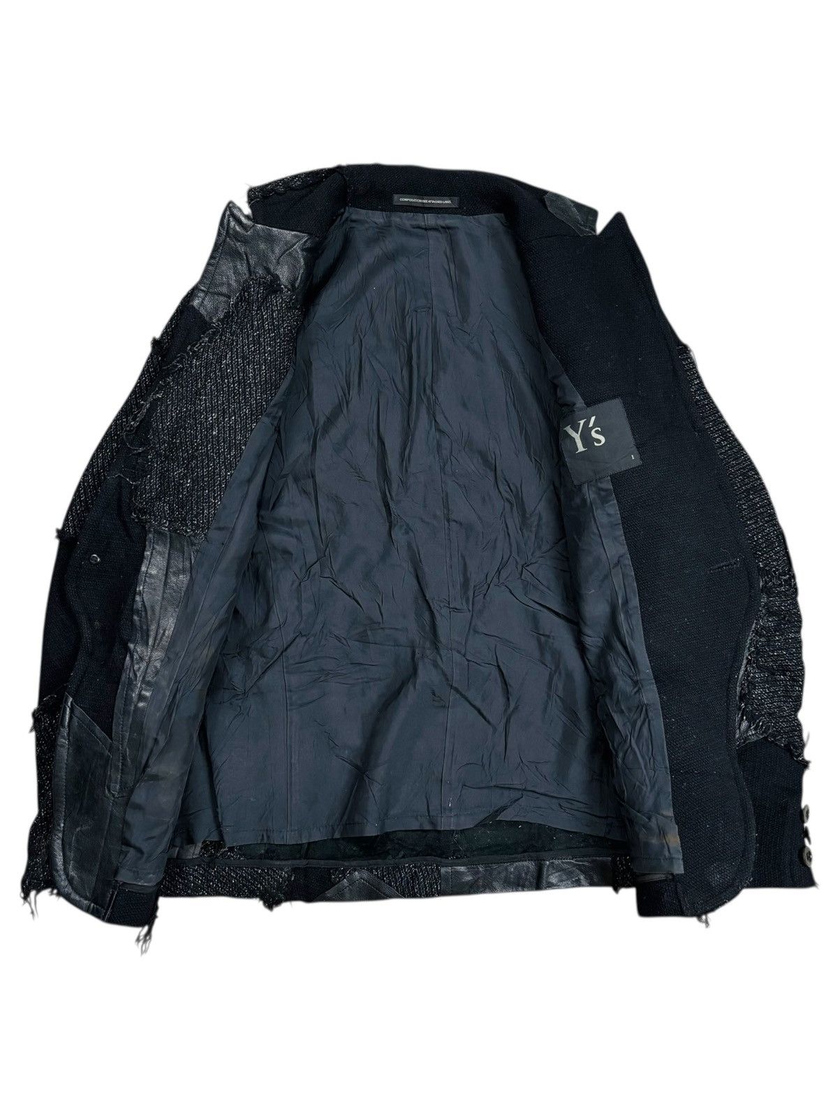 Yohji Yamamoto Archive Y'S - Patchwork Wool Leather Jacket Size US M / EU 48-50 / 2 - 2 Thumbnail