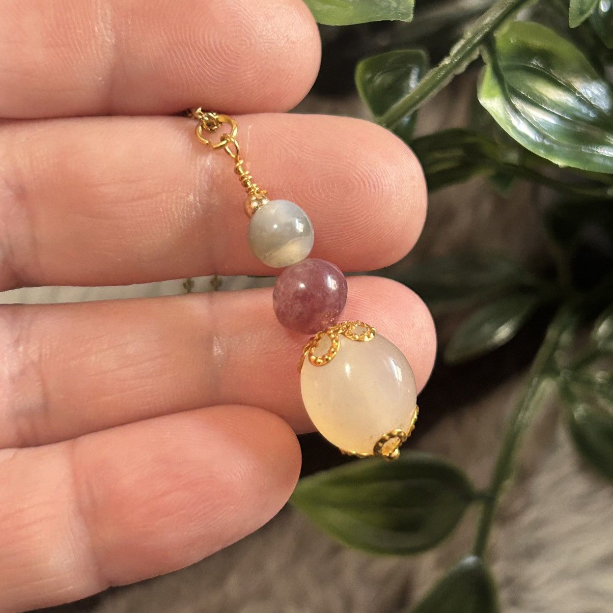 Handmade Handcrafted vintage bead genuine stone drop pendant necklace Size ONE SIZE - 1 Thumbnail