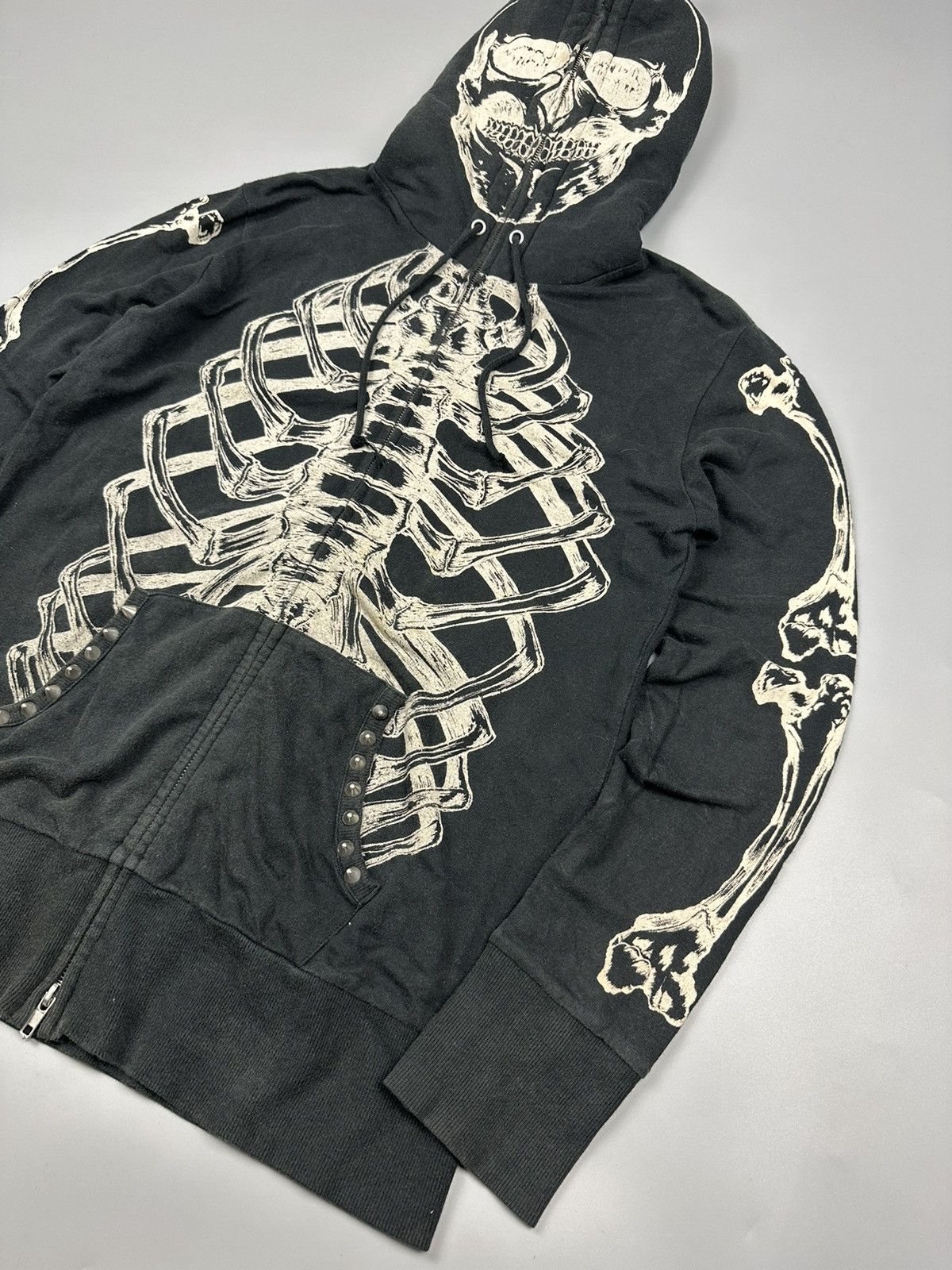 If Six Was Nine × Japanese Brand Japanese Glad News Skeleton Full Zipper Hoodies Size US M / EU 48-50 / 2 - 6 Thumbnail