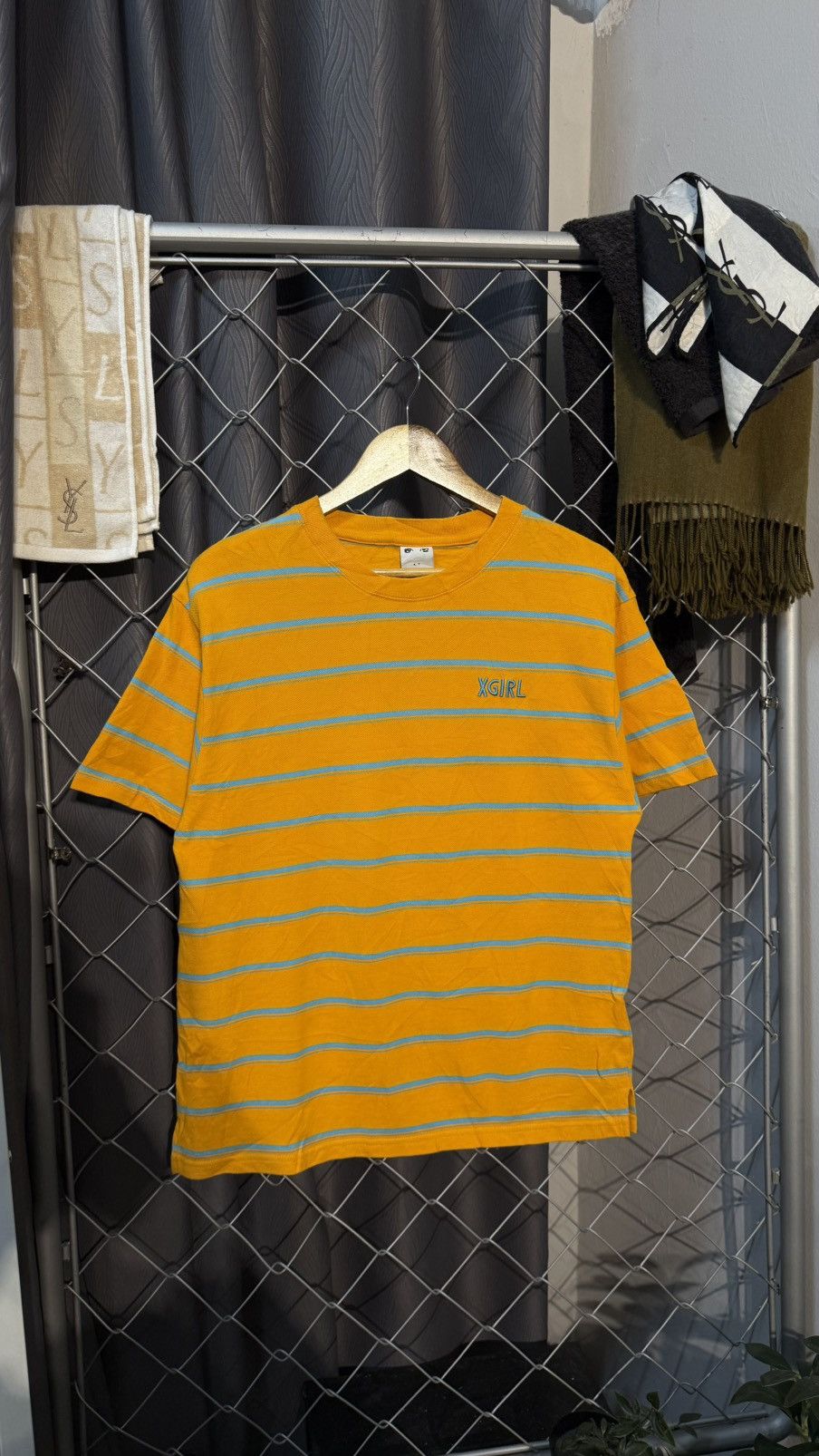 Japanese Brand XGIRL STRIPED TSHIRT YELLOW BLUE Size US S / EU 44-46 / 1 - 1 Thumbnail