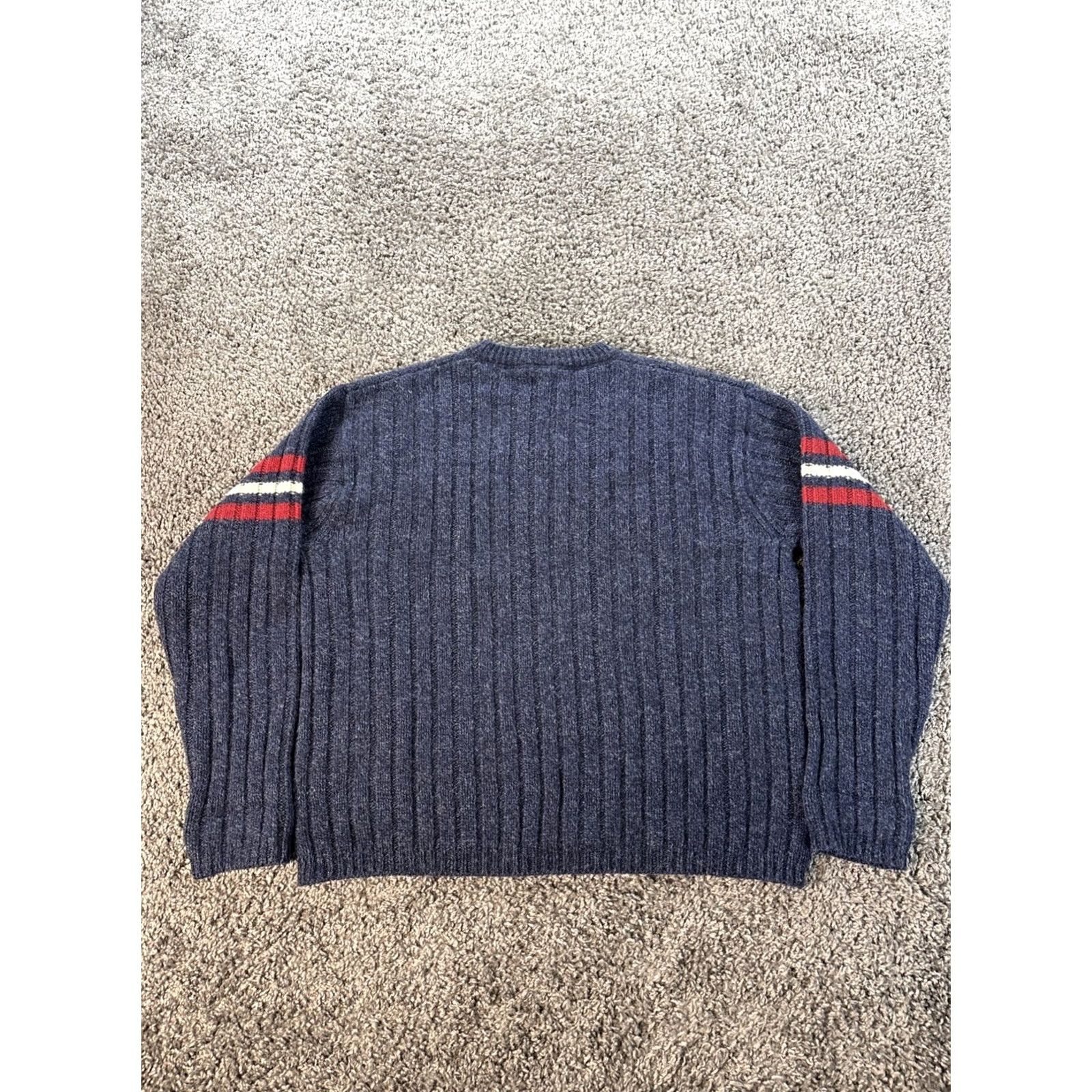 Gap VINTAGE Gap Sweater Mens L Blue Striped Chunky-Knit Wool Fisherman Crew Neck Pullover Size US L / EU 52-54 / 3 - 5 Thumbnail
