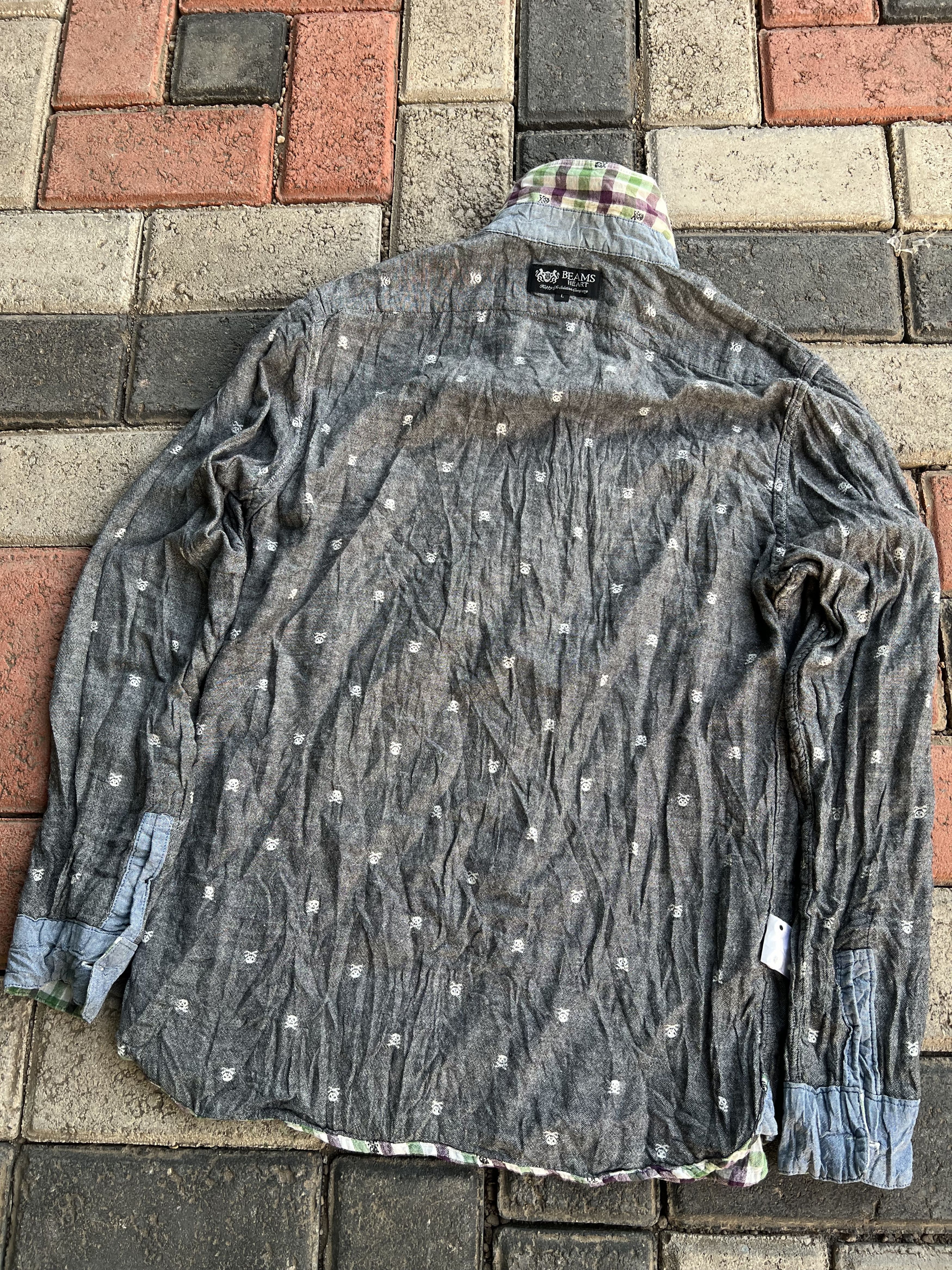Beams Plus 2000s Beams Heart Japanese Skull Mini Pattern Plaid Shirt Size US M / EU 48-50 / 2 - 2 Thumbnail