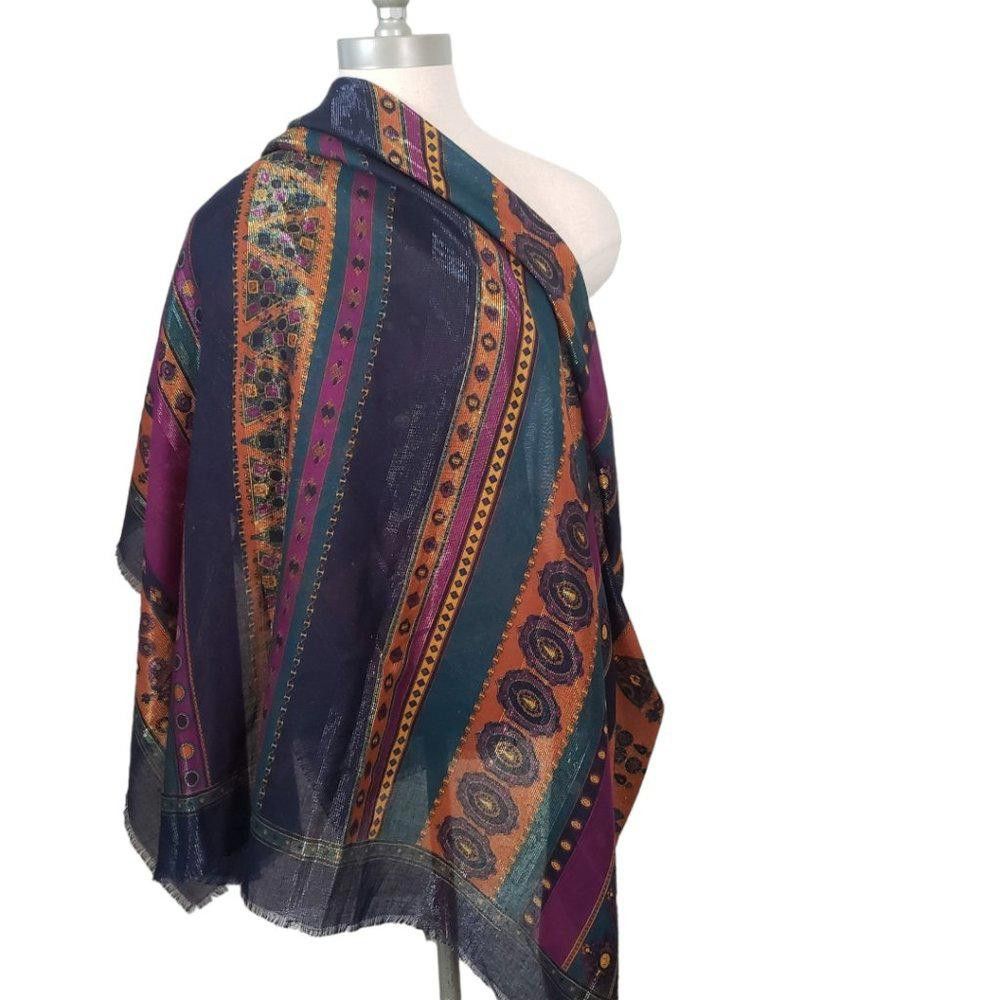 Designer CT836 Indian Motif Sheer Shawl/Wrap Size ONE SIZE - 2 Thumbnail