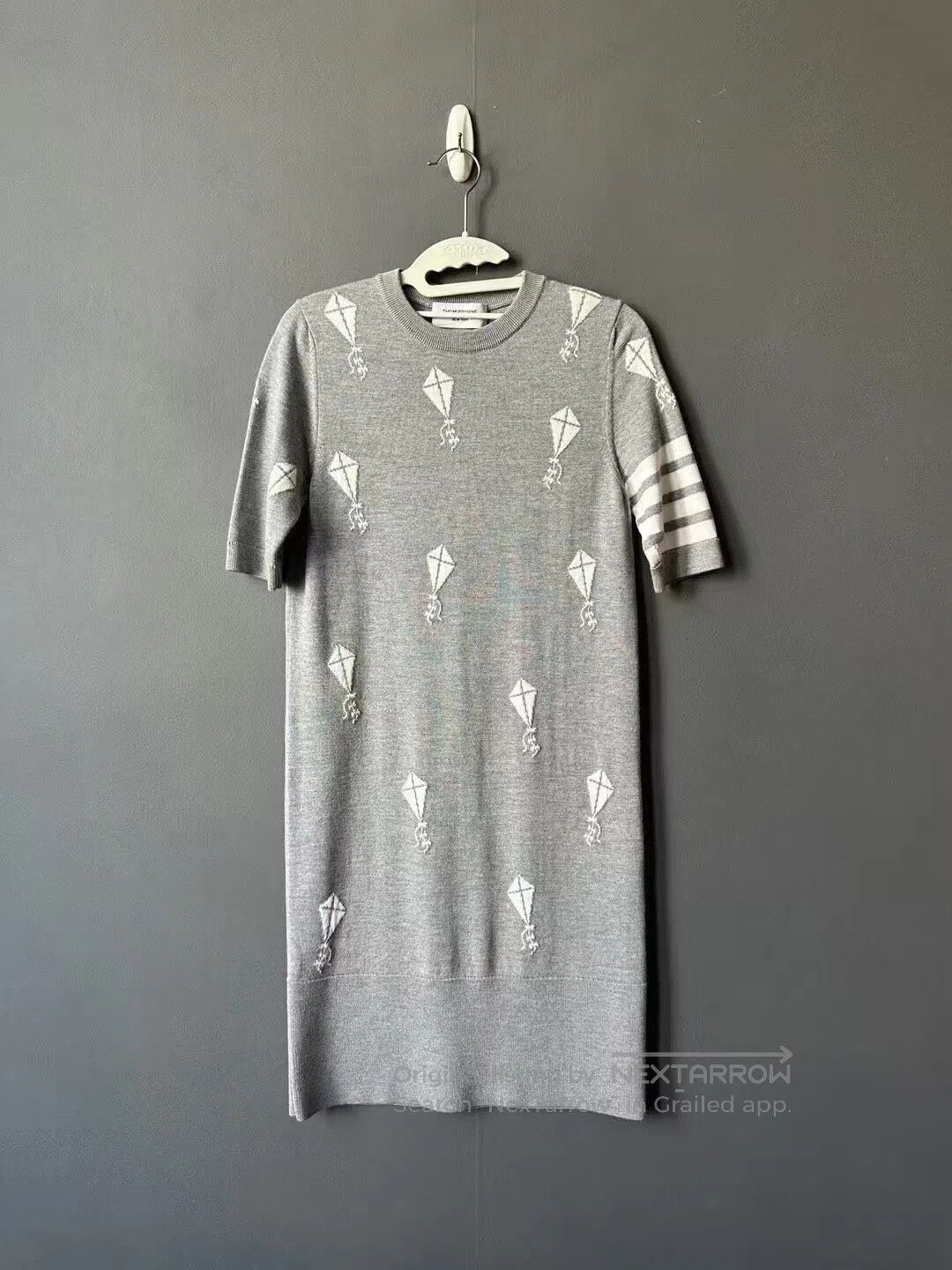 Thom Browne Thom Browne Grey Kite Embroidered Wool Dress| Size S / US 4 / IT 40 - 1 Thumbnail