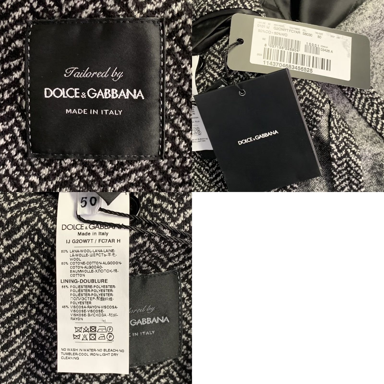 Dolce & Gabbana DOLCE & GABBANA Sport Coat Size 40 Black White Herringbone Wool Cotton Size US XXS / EU 40 - 8 Thumbnail