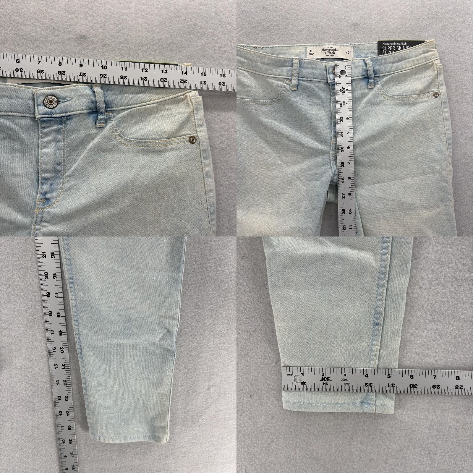 Abercrombie & Fitch Abercrombie & Fitch Super Skinny Ankle Jeans Womens 8 Light Wash Blue Mid Rise Stretch Denim Pockets Size 30" / US 8 / IT 44 - 8 Thumbnail