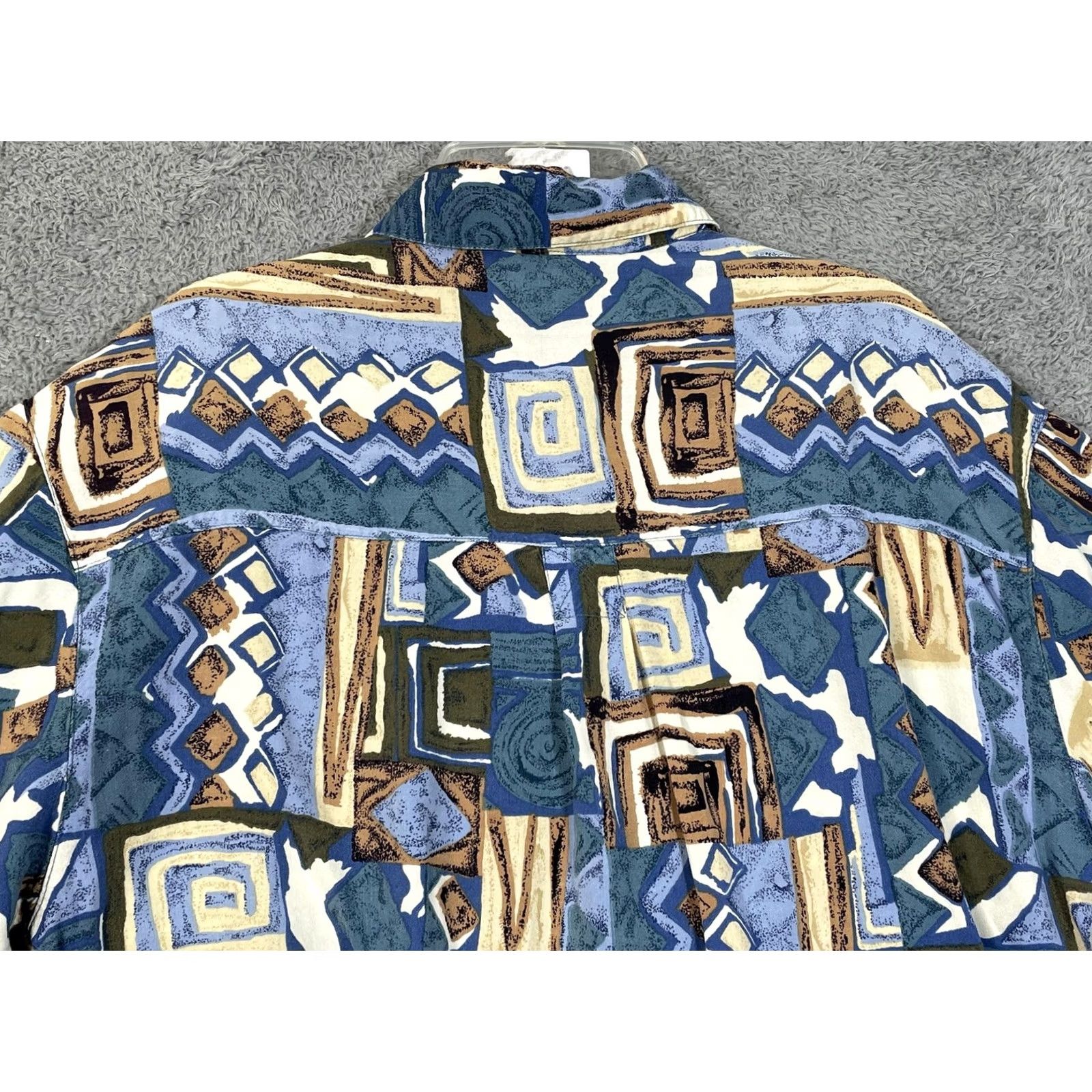 Vintage Kikomo Shirt Mens XL Blue Geometric Hawaiian Short Sleeve Button Up Casual Size US XL / EU 56 / 4 - 7 Thumbnail