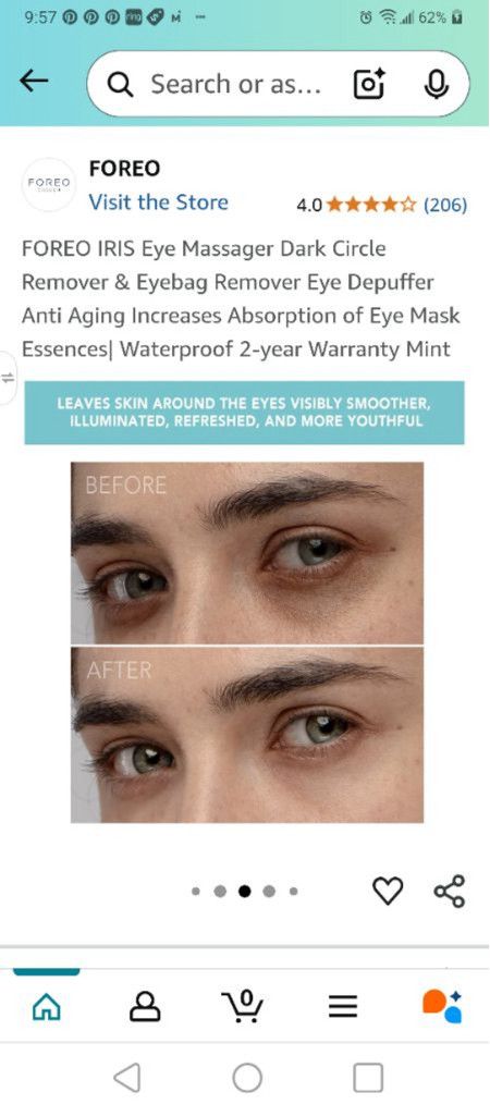 Lunya FOREO IRIS Illuminating Eye Massager in Mint NIP Size ONE SIZE - 3 Thumbnail