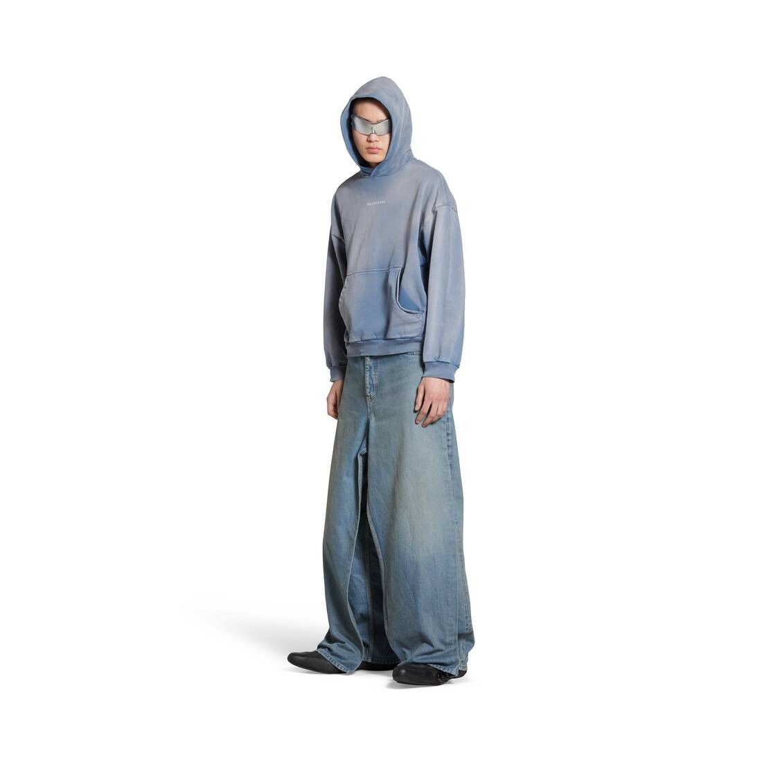 Balenciaga o1w1db10126 Back Hoodie Medium Fit in Blue Size US M / EU 48-50 / 2 - 1 Thumbnail
