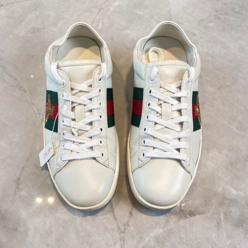 Gucci Ace Leather Low-Top Fashion Sneakers -