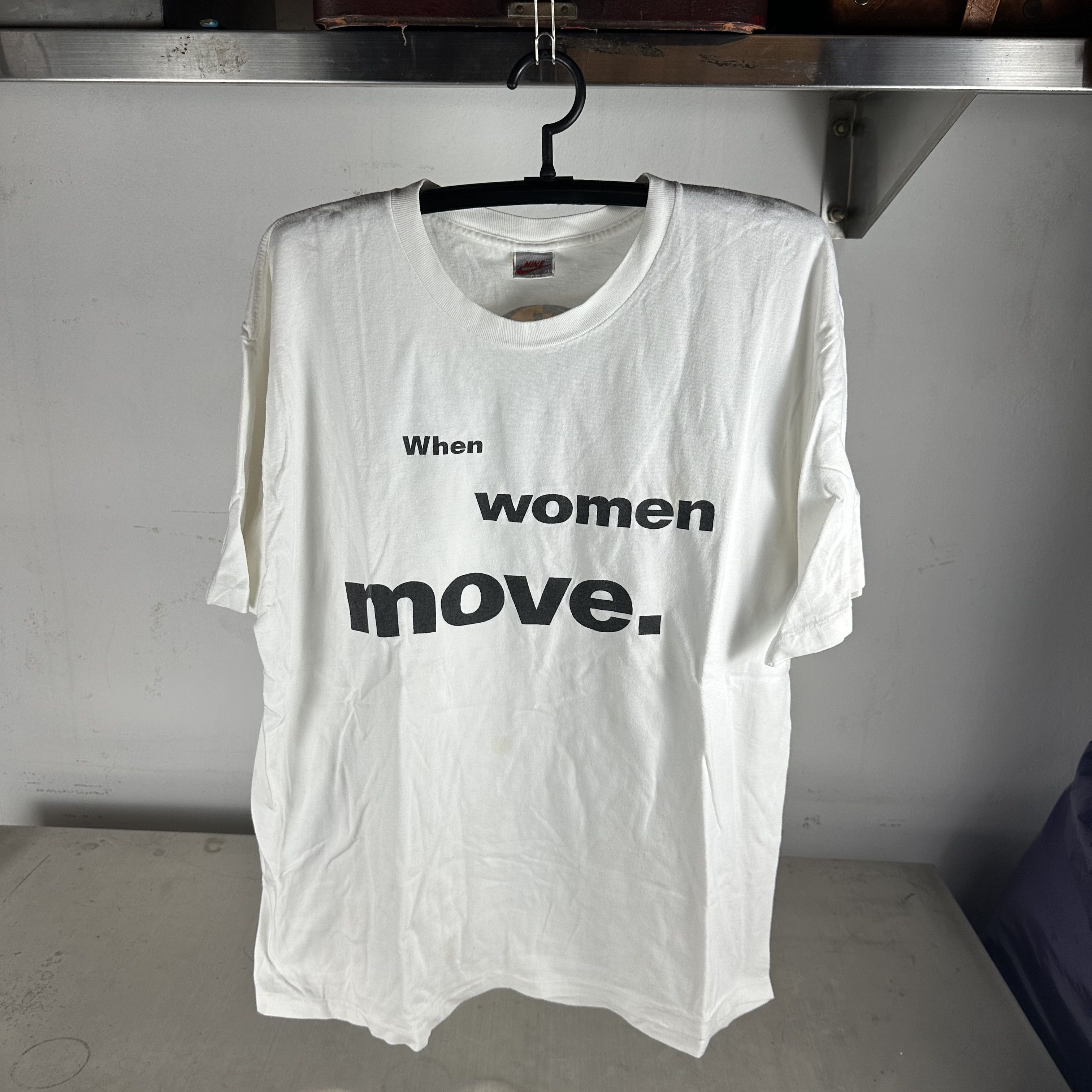 Vintage 90s Nike Side 1 When Women Move Campaign Promo T-shirt Size US XL / EU 56 / 4 - 1 Thumbnail