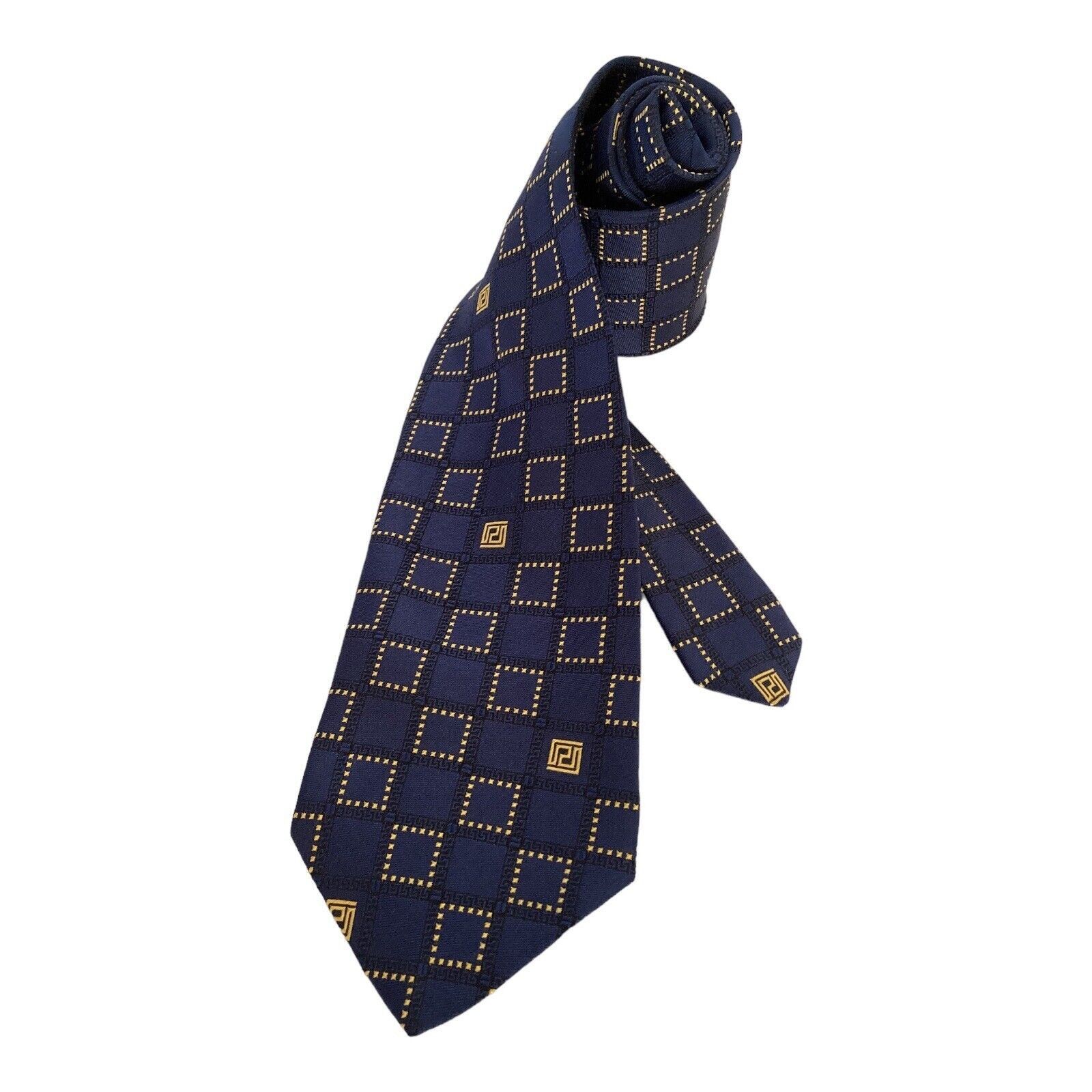 Versace VERSACE Collection Blue Geometric Luxury Silk Tie Made In It Size ONE SIZE - 1 Thumbnail