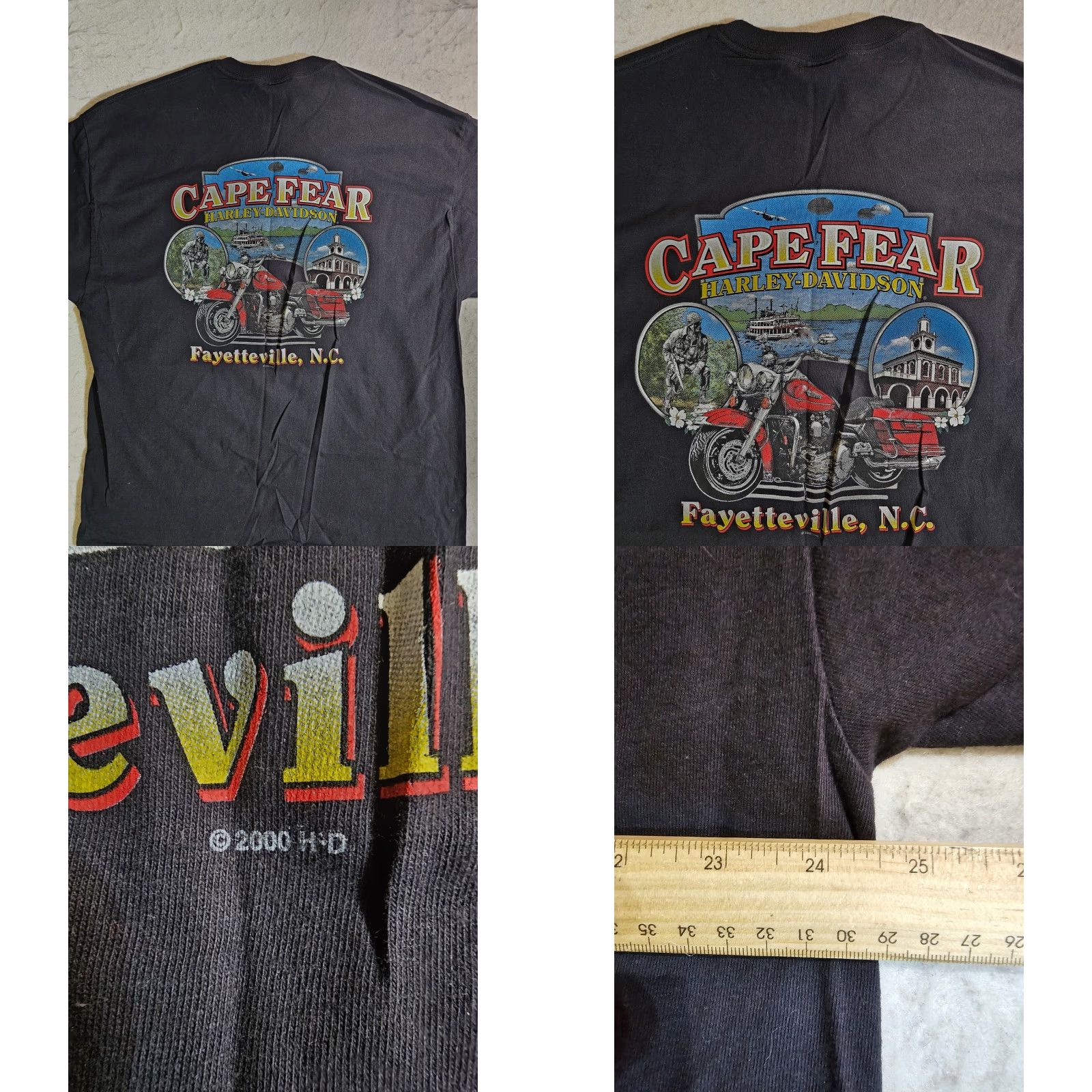 Harley Davidson VINTAGE Harley-Davidson T-Shirt Men 2XL Black Short Sleeve Crew Neck HD Cape Fear Fayetteville NC 2000s Vintage Size US XXL / EU 58 / 5 - 8 Thumbnail