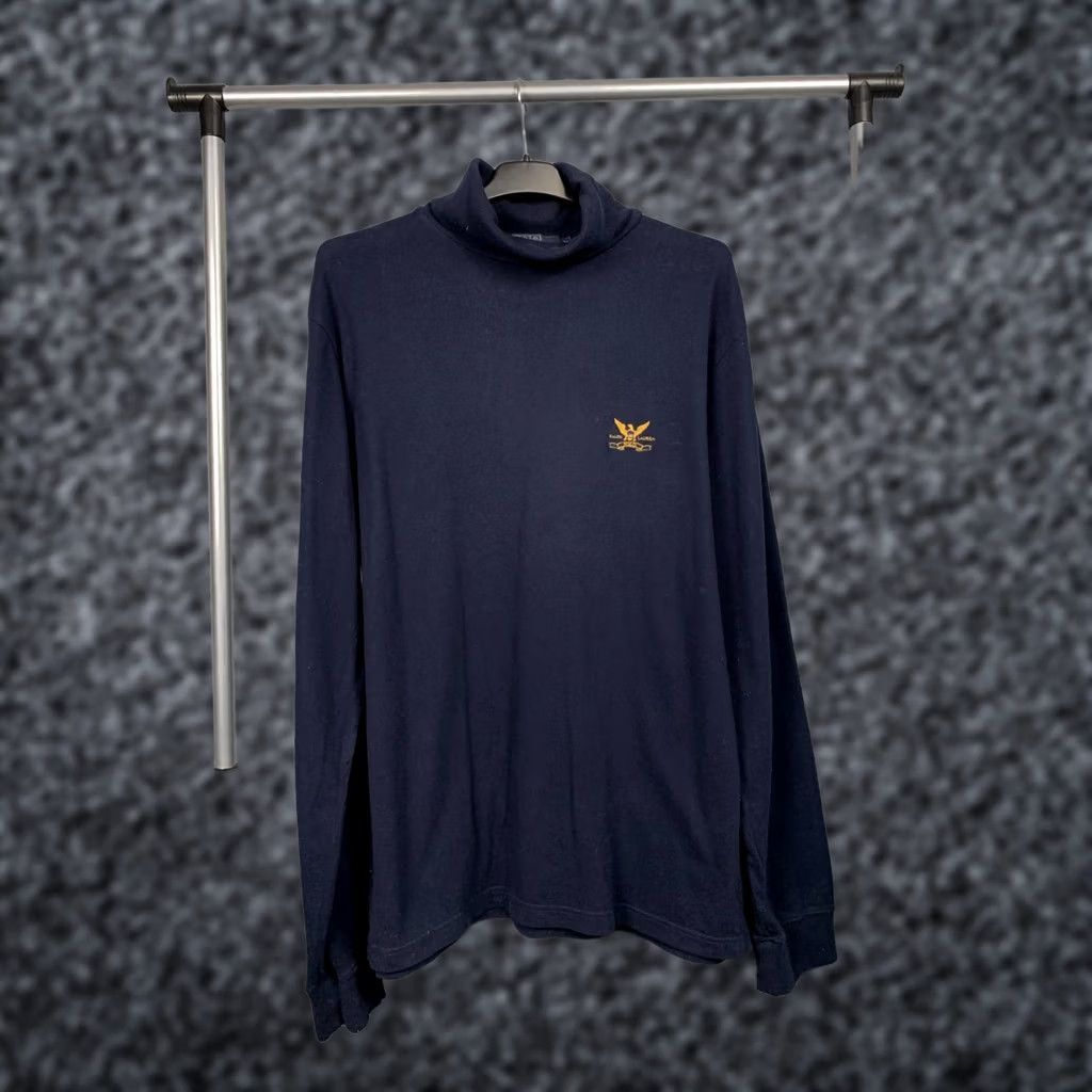 Polo Ralph Lauren Polo Ralph Lauren Mens Sweater Turtleneck High Neck Size XL Blue Vintage Pullover Size US XL / EU 56 / 4 - 1 Thumbnail