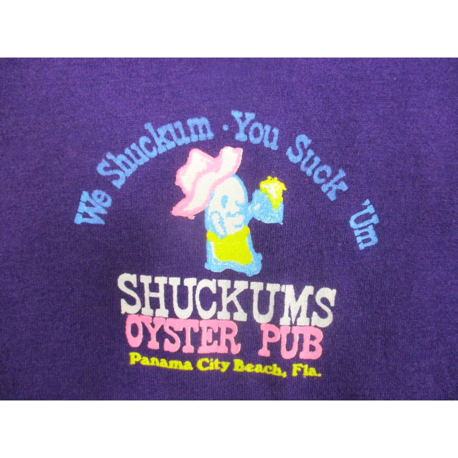 Vintage VINTAGE Screen Stars Best Shirt Mens XL Purple Graphic Shuckums Oyster Pub Front Back Logo 90s Beach Bar Pub Size US XL / EU 56 / 4 - 2 Thumbnail