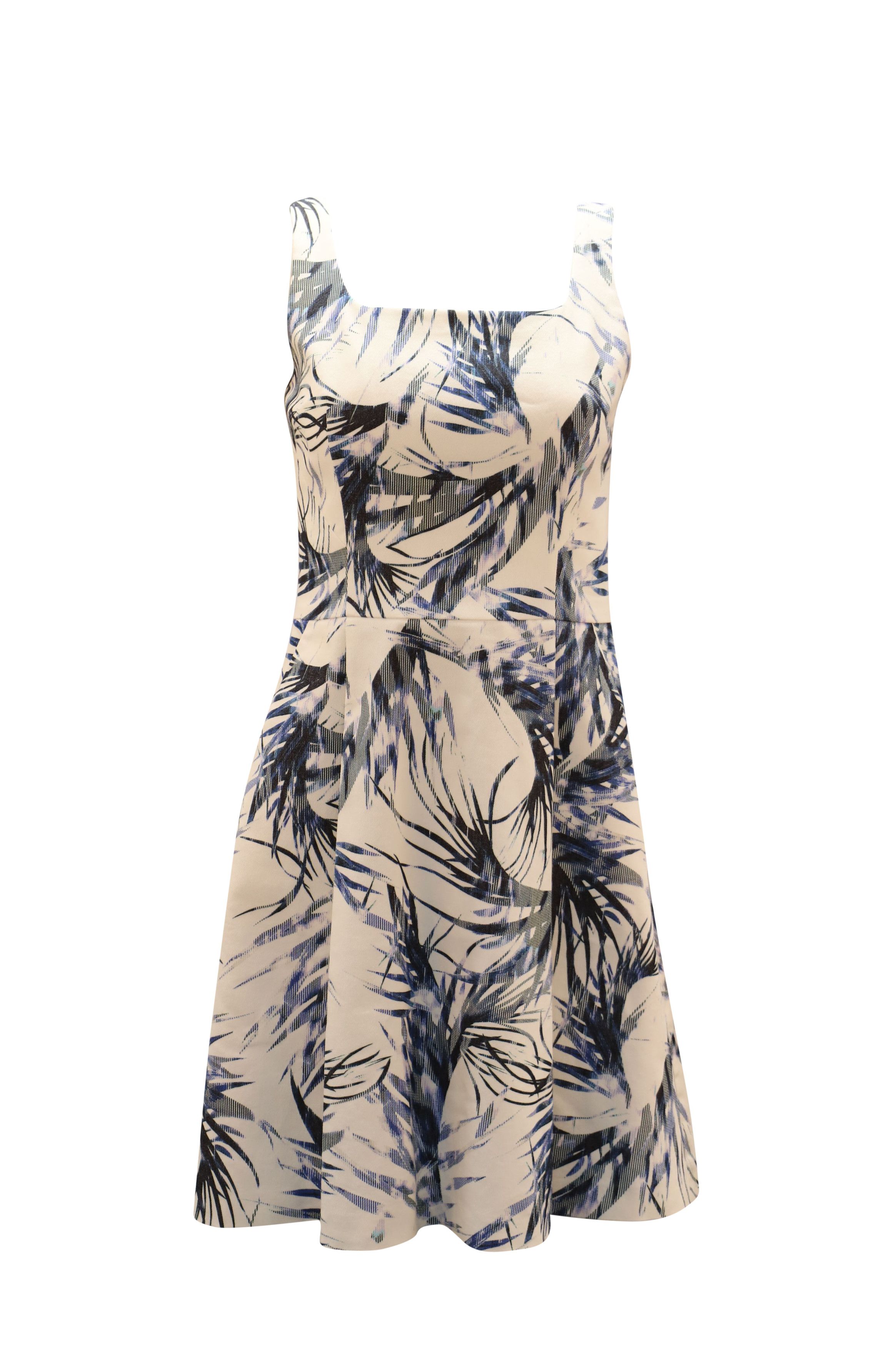 Hugo Boss Hugo Boss Leaf Pattern A-Line Dress in White Print Cotton Size S / US 4 / IT 40 - 1 Thumbnail