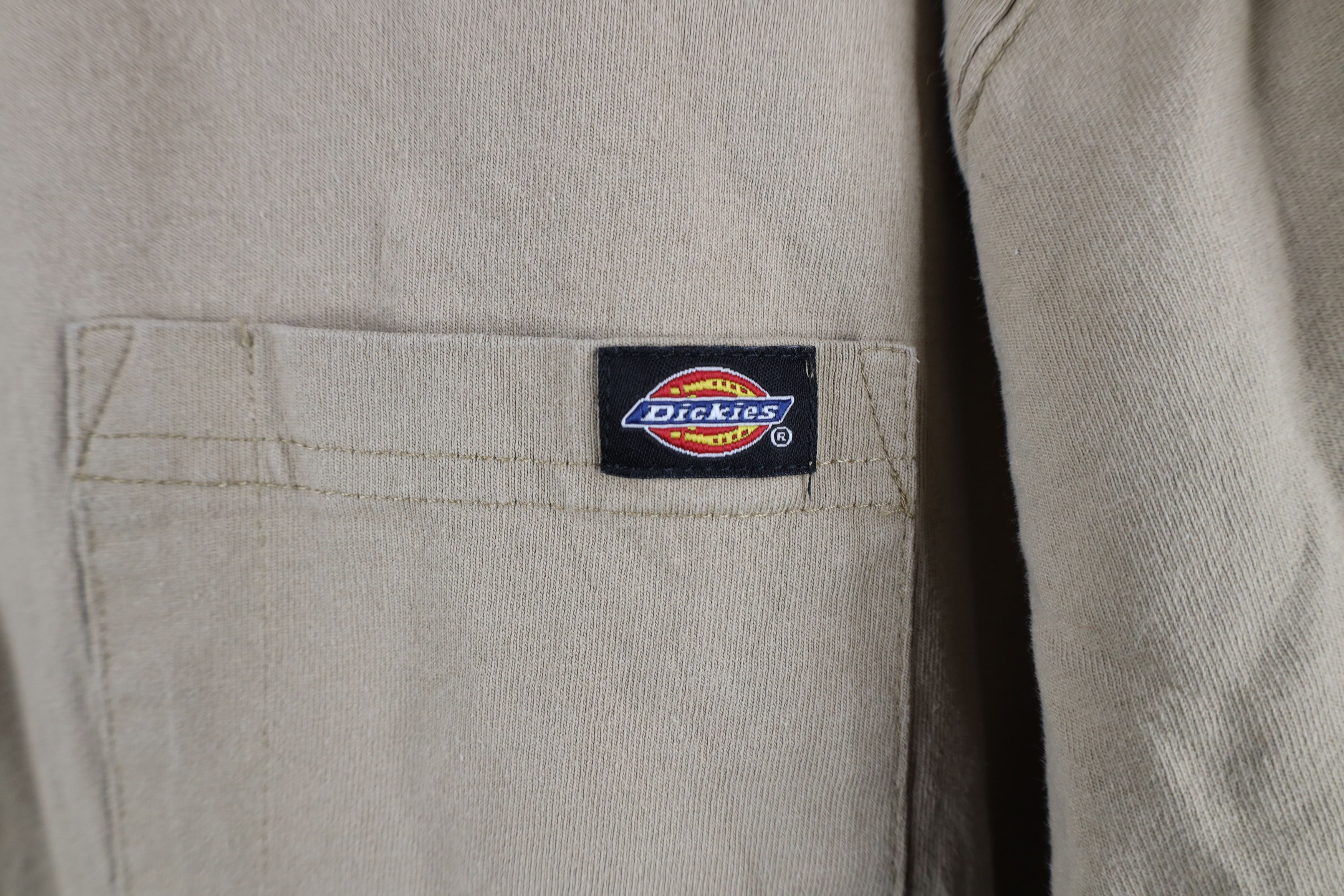 Dickies × Vintage Vintage Y2K Dickies Spell Short Sleeve Henley T-Shirt Beige Size US XL / EU 56 / 4 - 4 Thumbnail