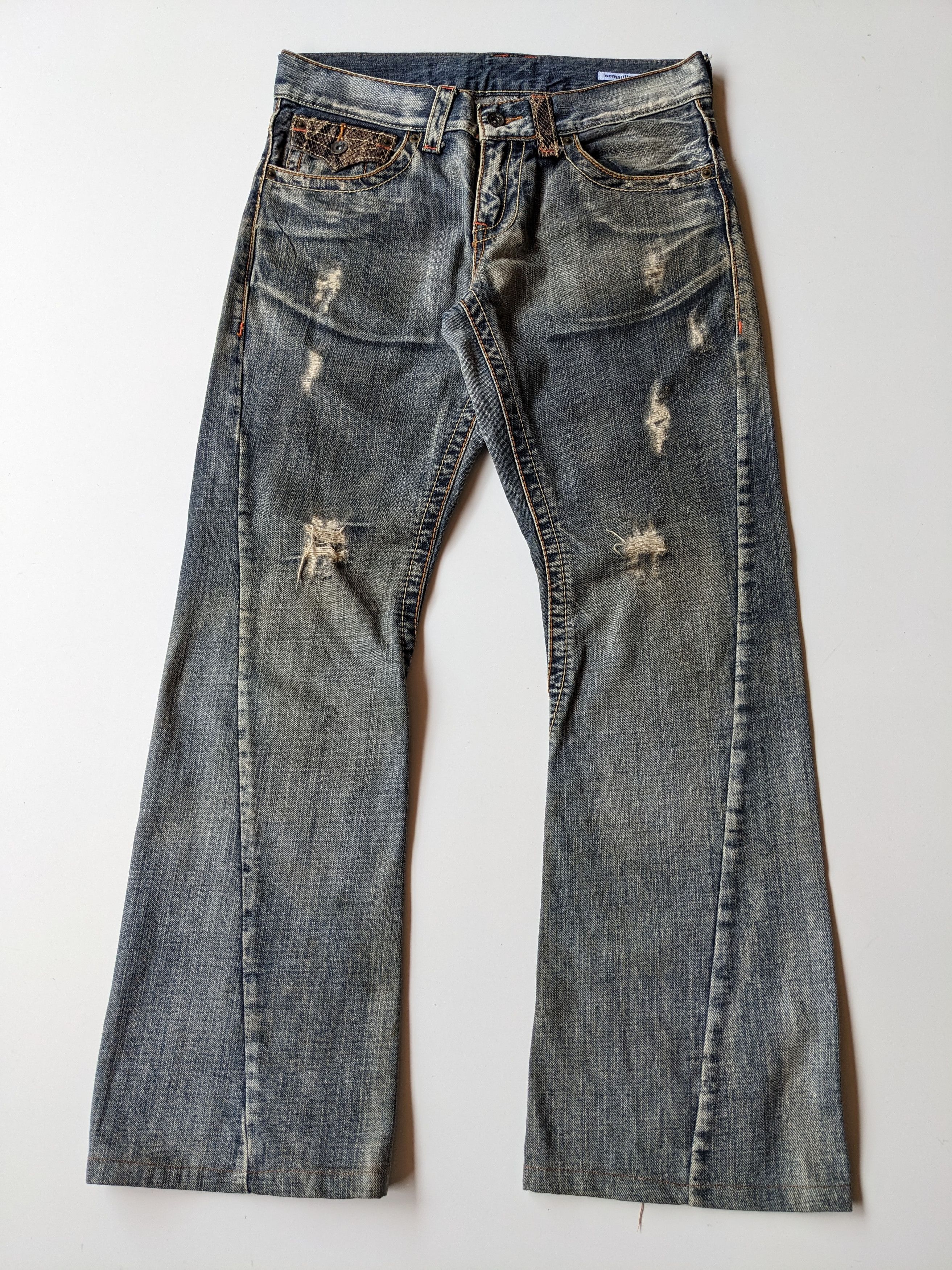 パンツ semantic design python coated pants Semantic Design Python flare jeans