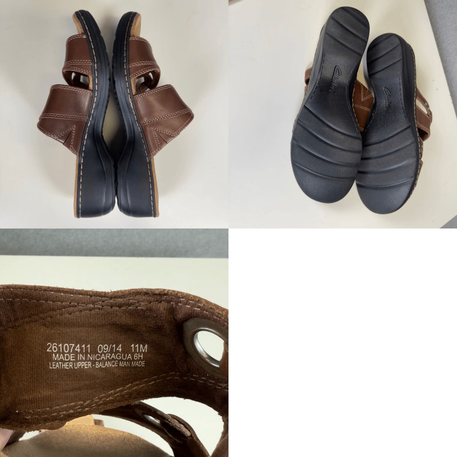 Vintage Clarks Collection Women's Sandals Open Toe Leather Brown 11M Slides Slip-On Shoes Shoes Ladies Mens? Size US 11 / IT 41 - 8 Thumbnail