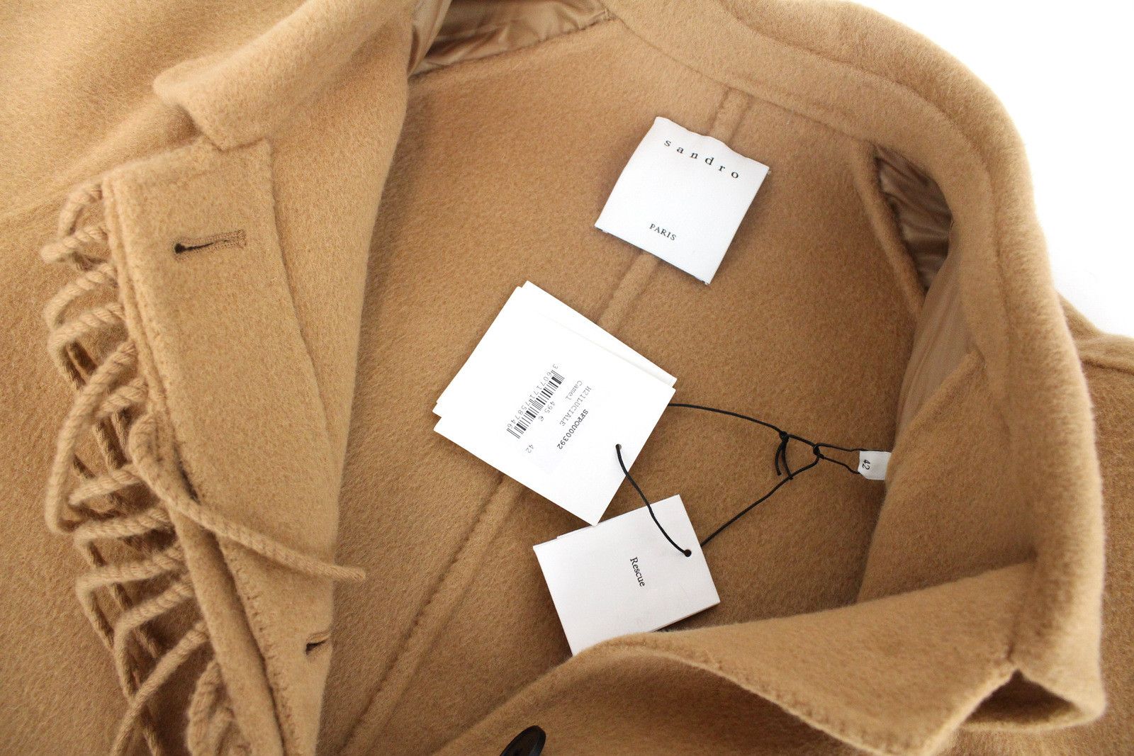 Sandro SANDRO Luciale Coat Womens EU 42 Wool Belted Tasselled Polo Size XL / US 12-14 / IT 48-50 - 5 Thumbnail