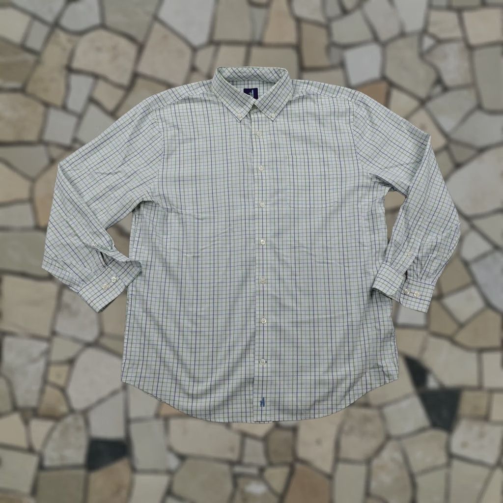 johnnie-O Johnnie-O Shirt Mens Large White Blue Green Plaid Prep-Formance Button Up Flex Size US L / EU 52-54 / 3 - 1 Thumbnail