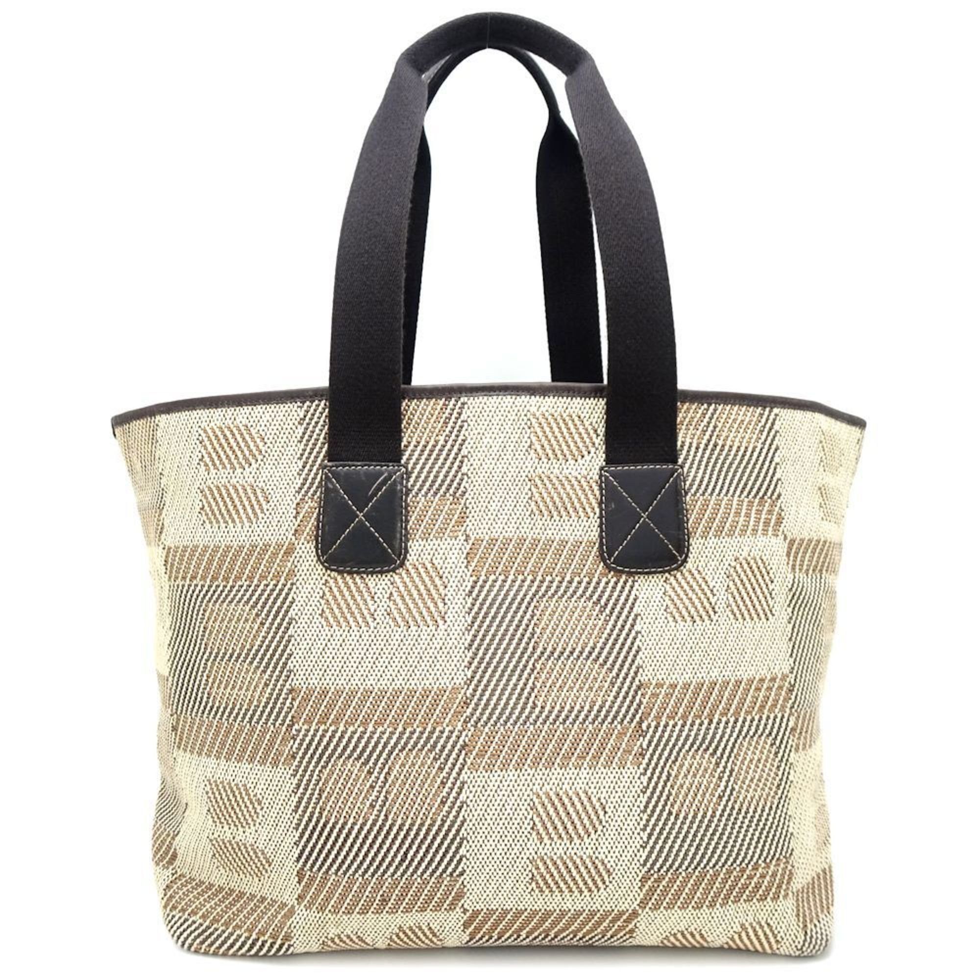image of Bally Tote Bag Canvas X Leather Beige Dark Brown 350569, Women's