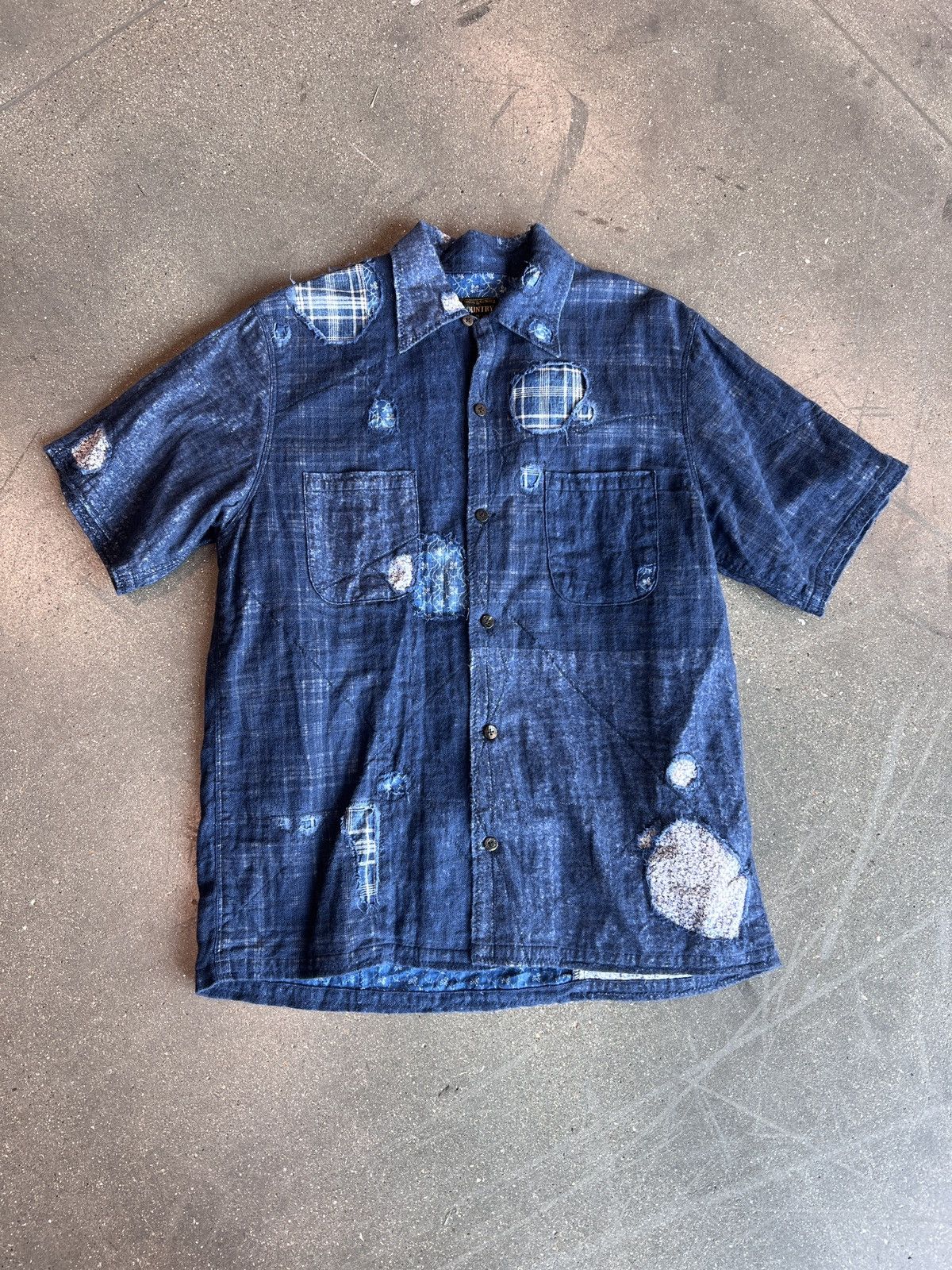 Kapital Kapital Button Up T-Shirt Navy Size Medium | Grailed