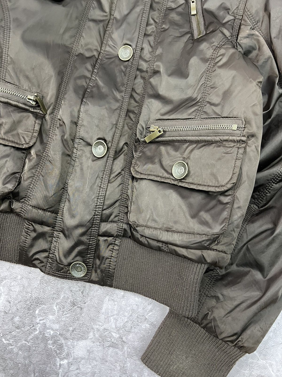 2000s Japanese Punk Grunge Fur Puffer Jacket opium style