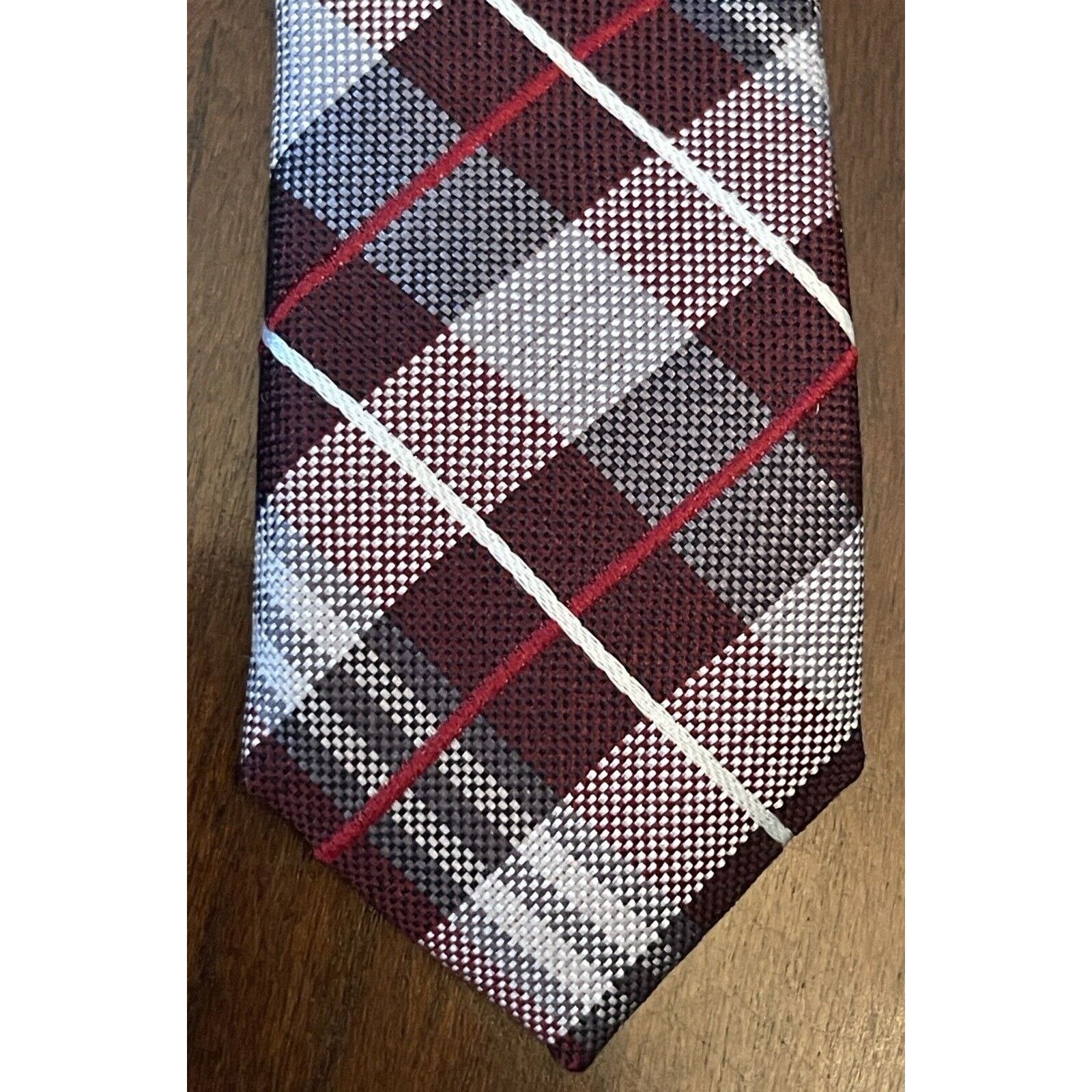 Pronto Uomo Pronto Uomo Couture Burgundy Gray Hand Made Silk Long Size ONE SIZE - 6 Thumbnail