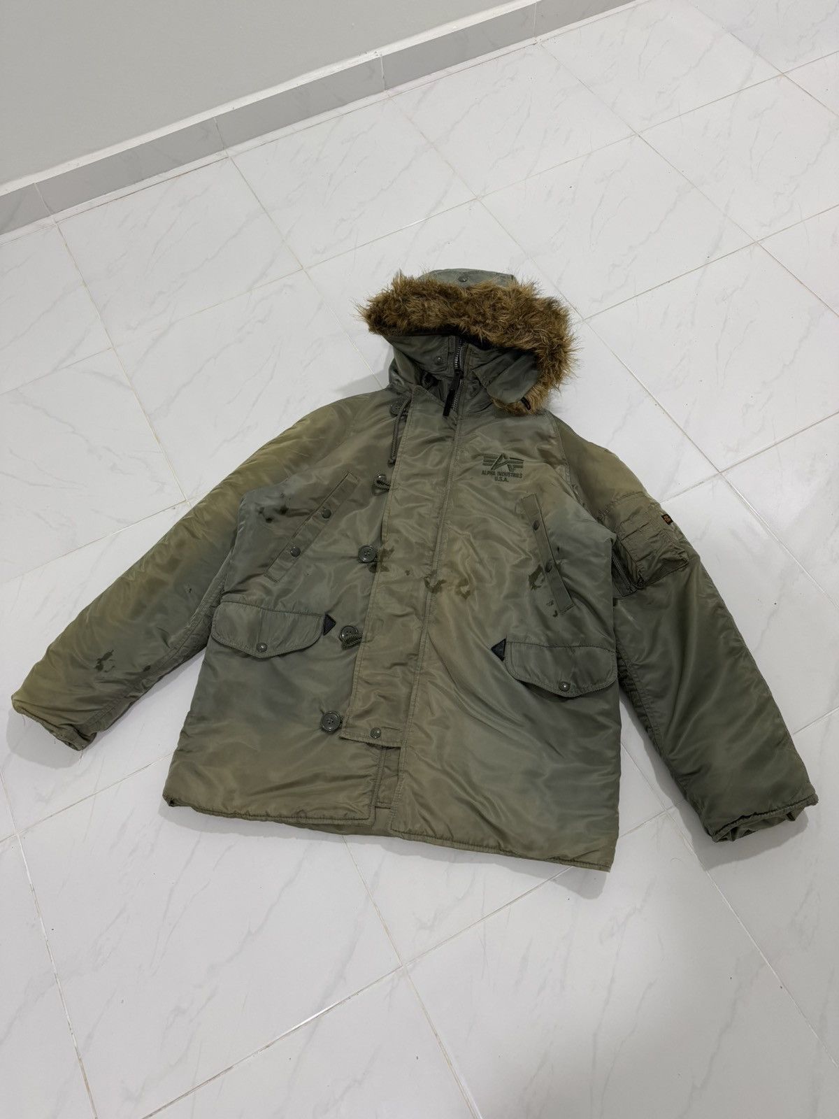 Alpha Industries Steal🔥 Vintage Sun Fade ALPHA INDUSTRIES Parka Bomber Jacket Size US M / EU 48-50 / 2 - 1 Thumbnail