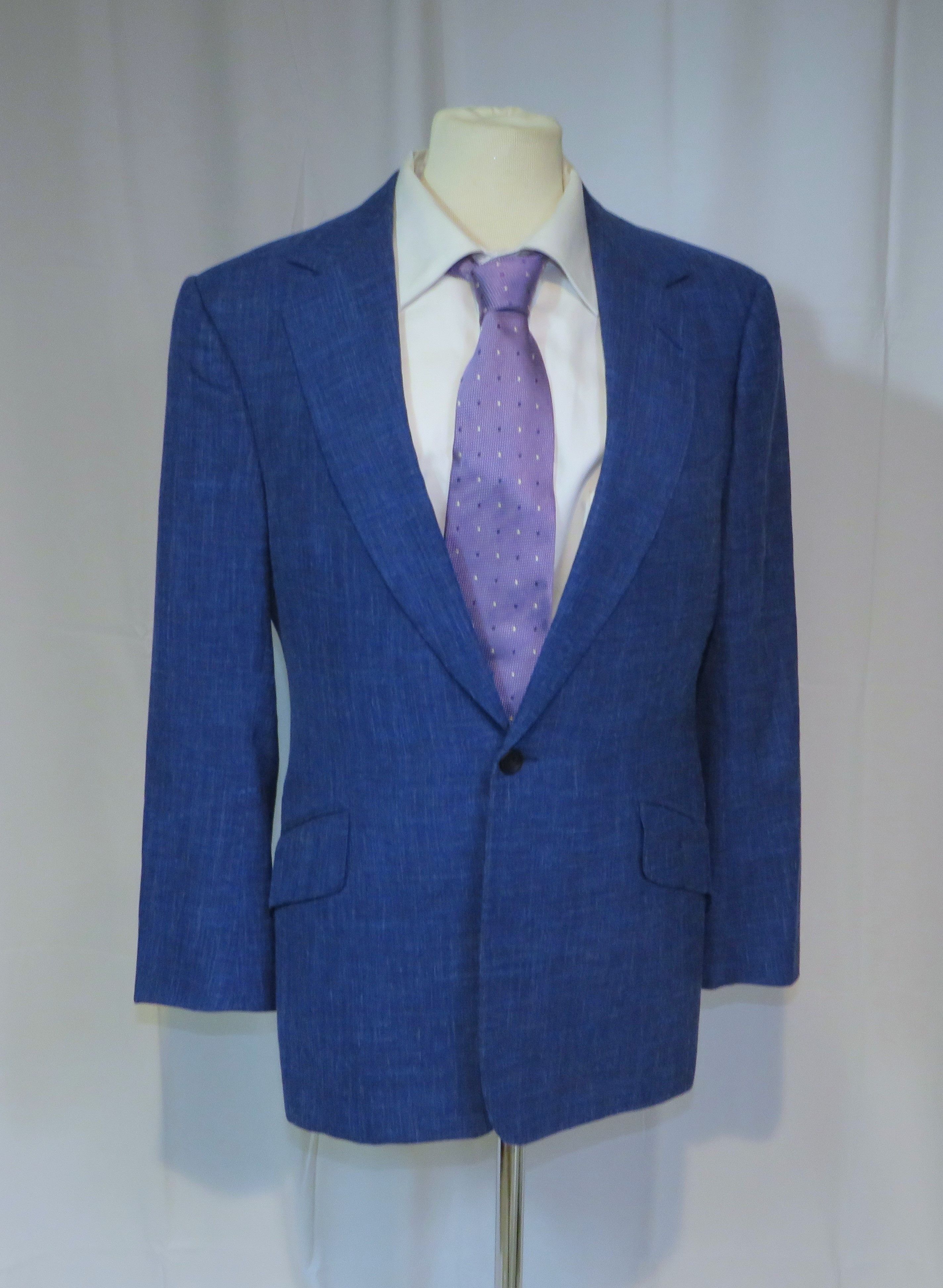 Huntsman Savile Row Bespoke Blue Melange One Button Sport Coat 36S Size 36S - 8 Thumbnail