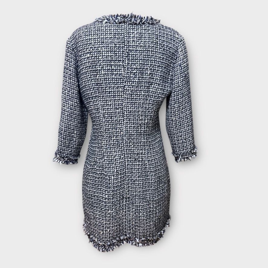 Zara Classic Tweed Boucle Jacket M Navy White Sequin Gold Button Size M / US 6-8 / IT 42-44 - 8 Thumbnail