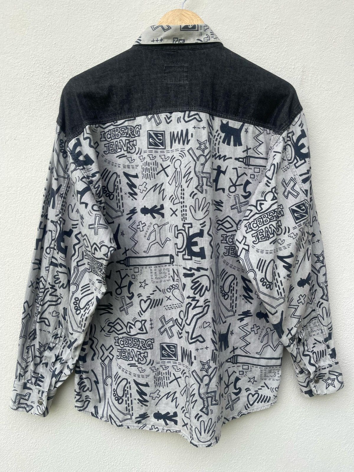 Iceberg × Keith Haring × Vintage 90s Iceberg Keith Haring Fullprint Button Shirt Size US M / EU 48-50 / 2 - 17 Thumbnail
