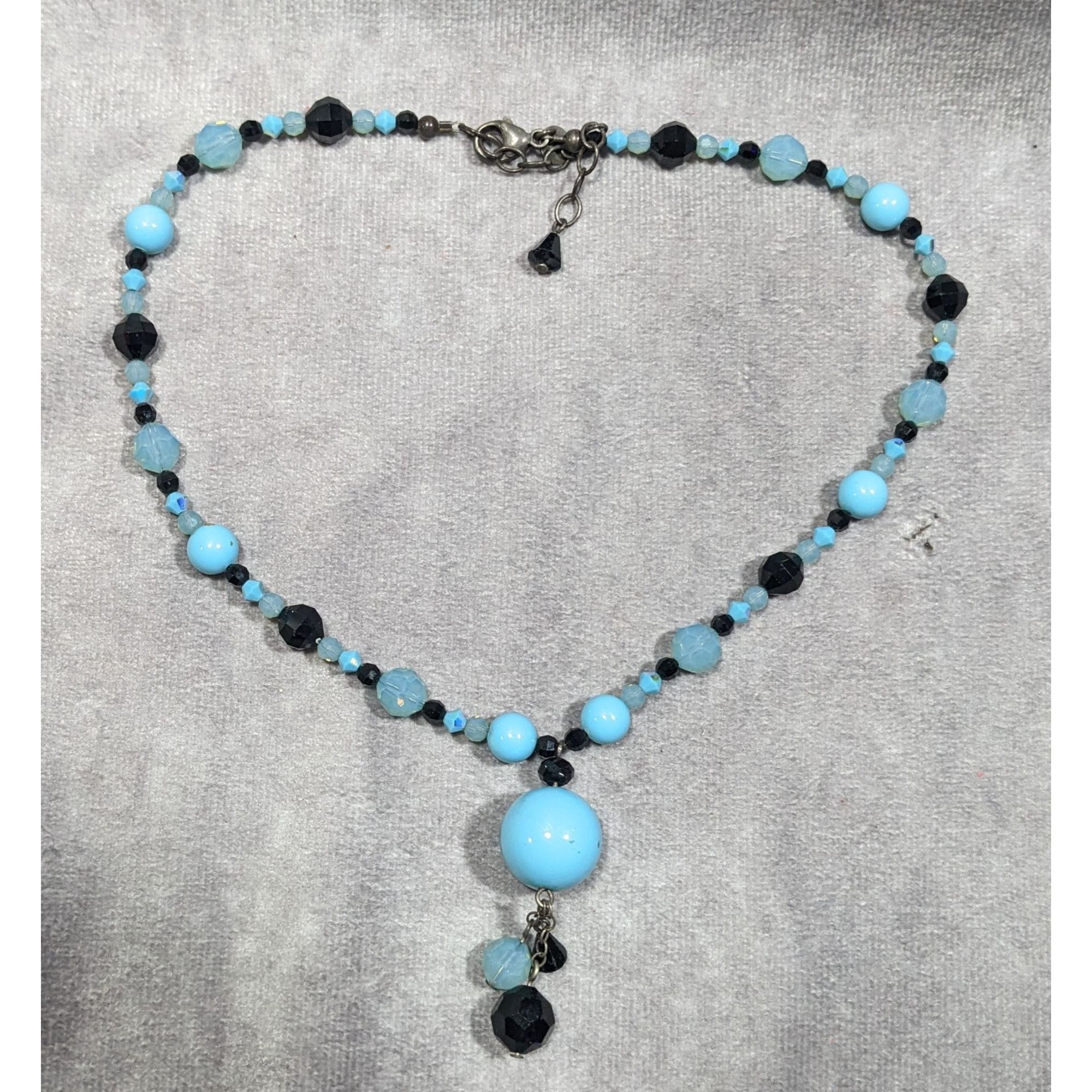 Other Whimsical Blue And Black Glass Beaded Y Necklace Size ONE SIZE - 8 Thumbnail