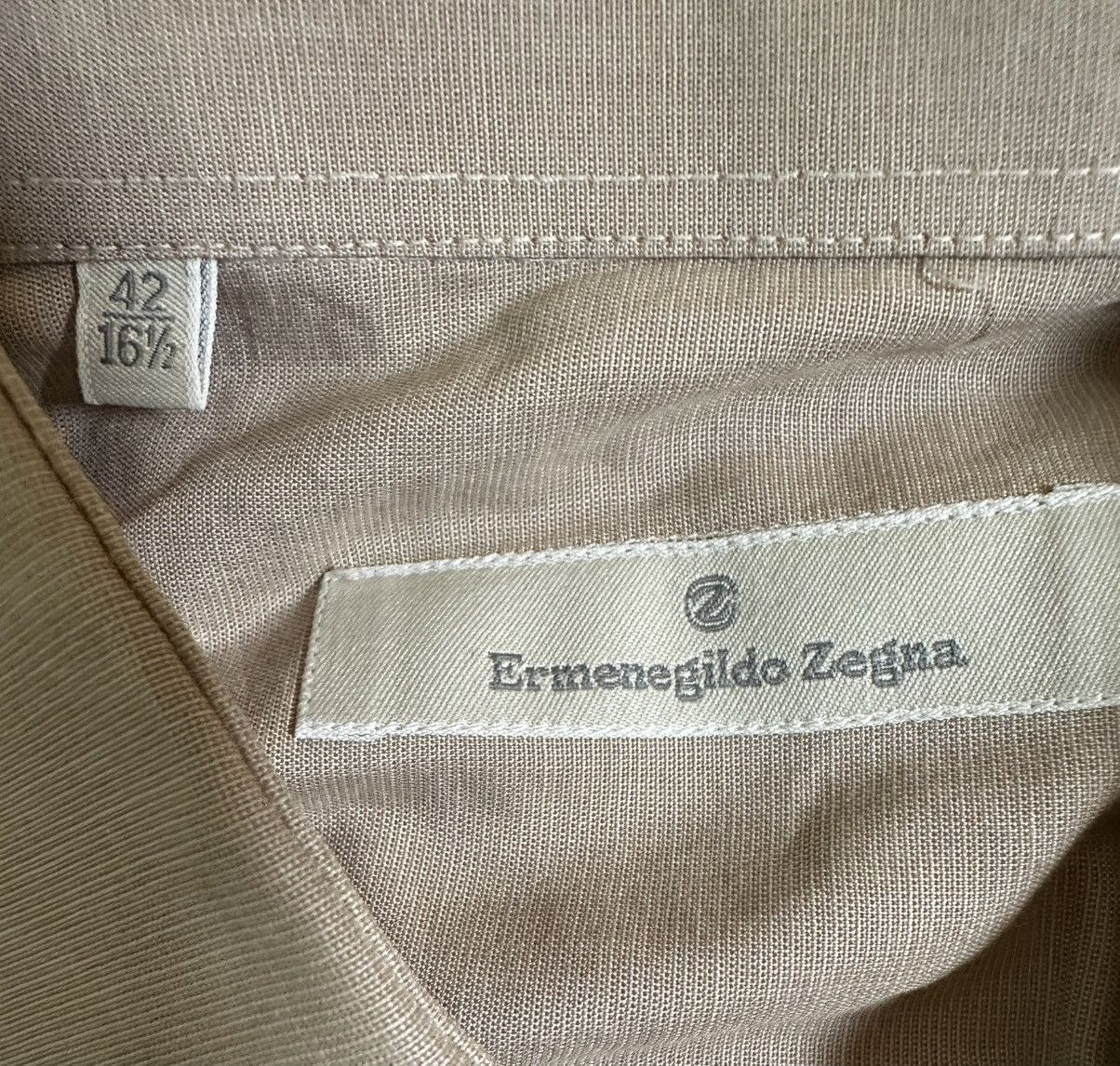 Ermenegildo Zegna Ermenegildo Zegna Beige Oxford Button-Up Size US XS / EU 42 / 0 - 3 Thumbnail
