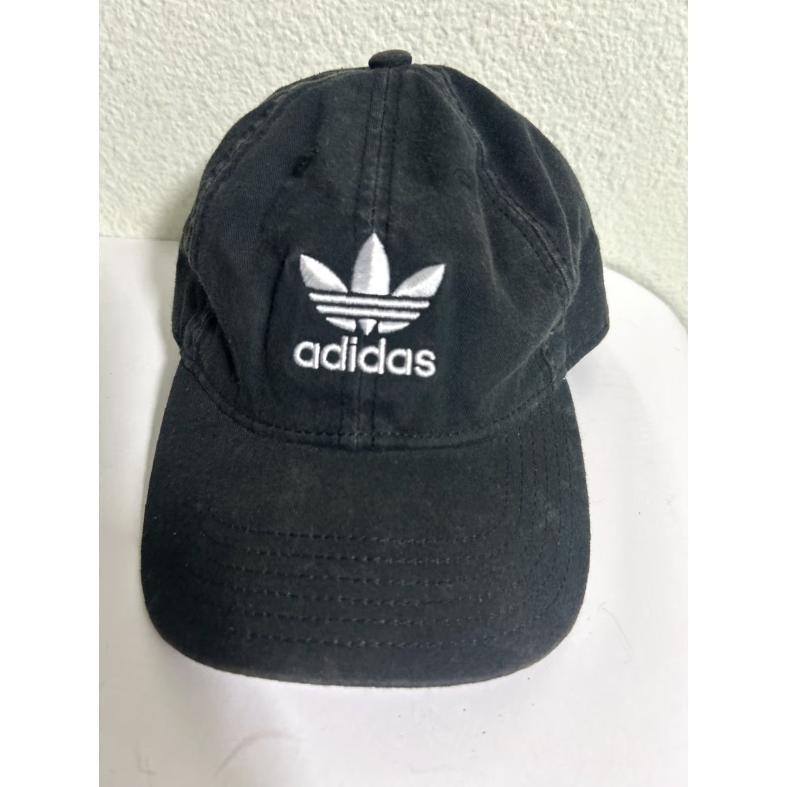 Adidas Adidas Strapback Dad Hat Adjustable Cotton Trefoil Black White Size ONE SIZE - 3 Thumbnail