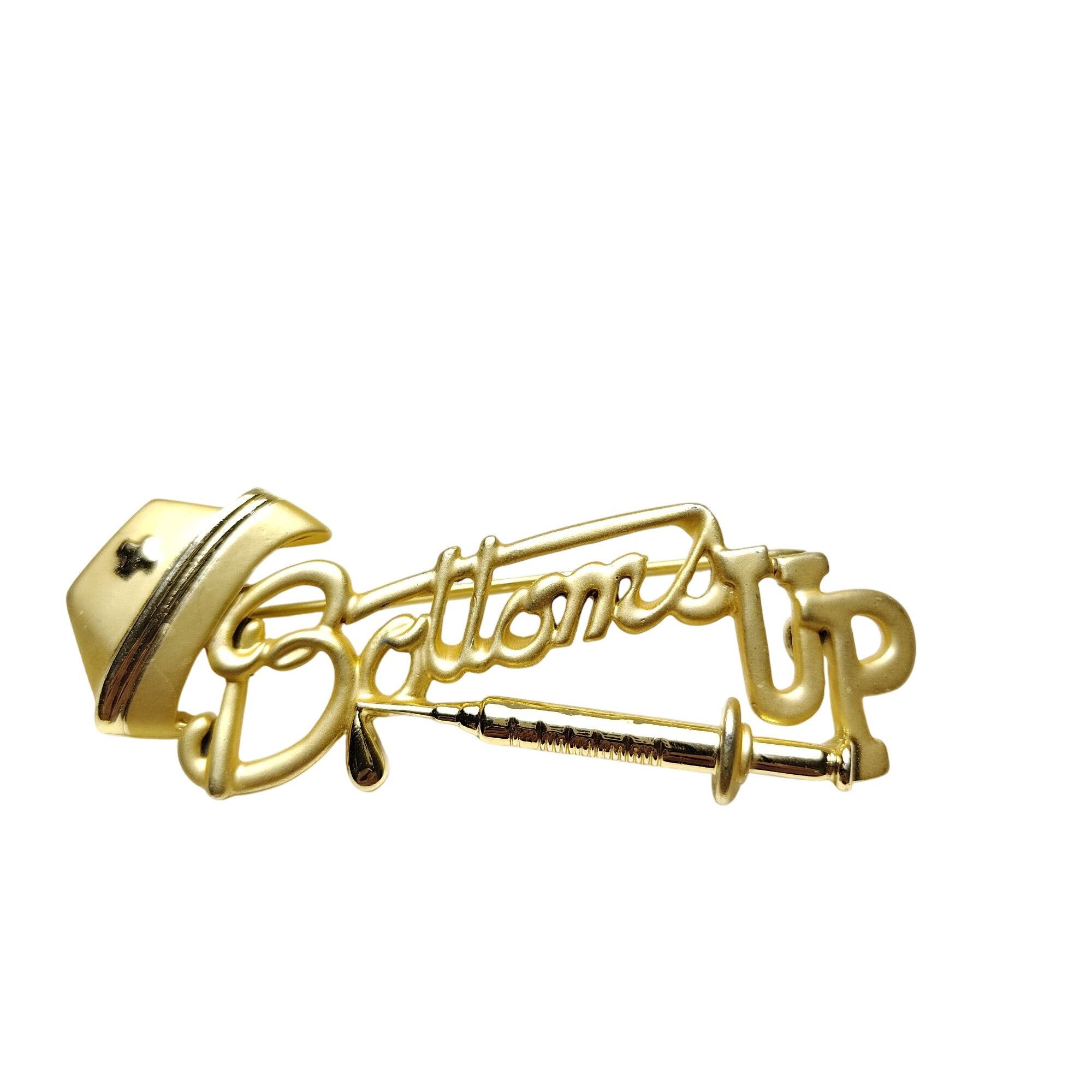 Other Bottoms Up Nurse AJC Signed Gold Tone Vintage 80s Pin Health Size ONE SIZE - 1 Thumbnail