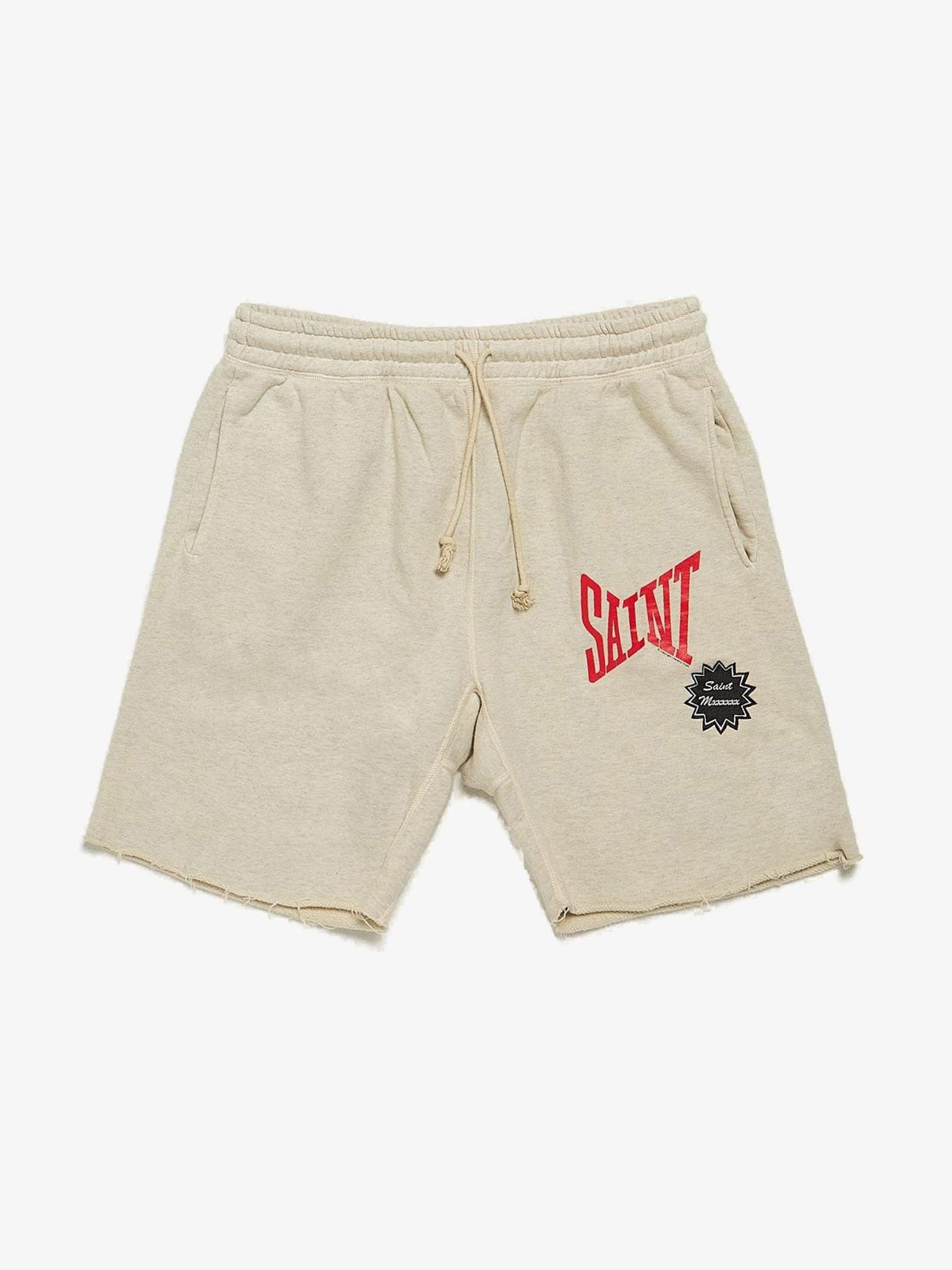 Saint Michael Gray Cotton Logo Printed Sweat Shorts | Grailed
