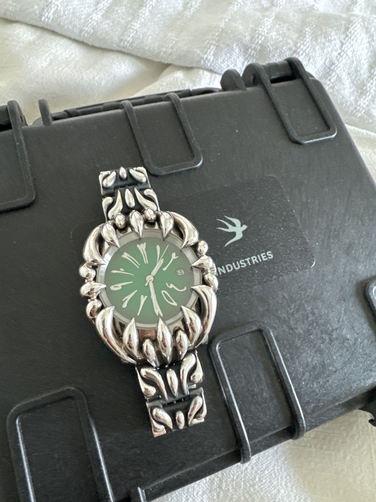 image of Alabaster Industries Arabic Numerals Green in Silver, Men's