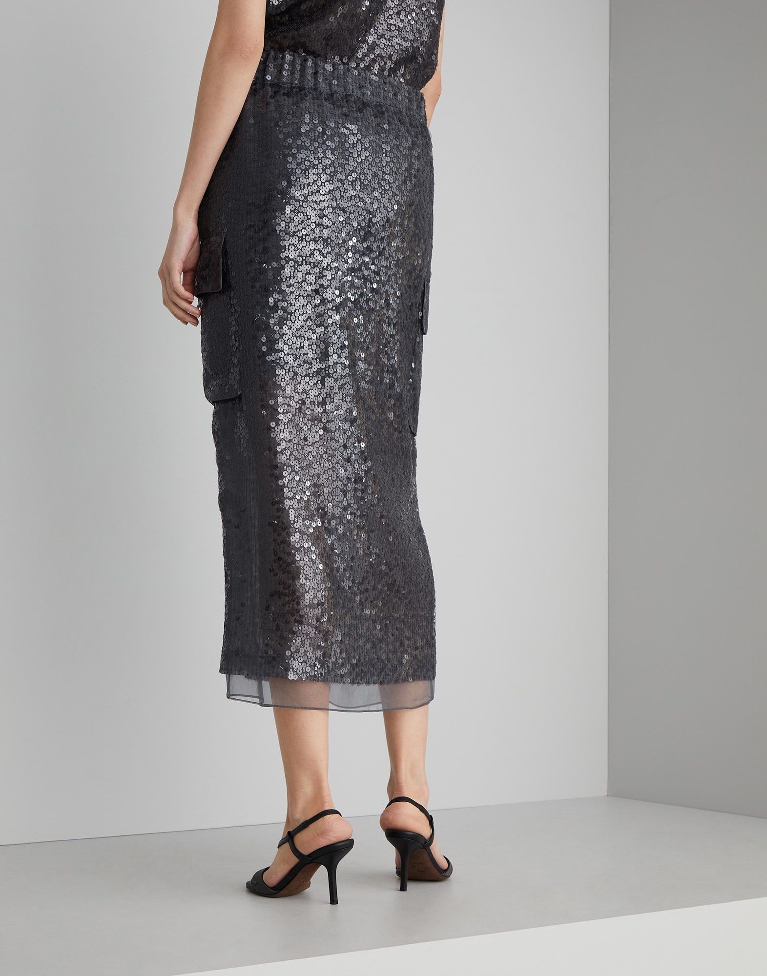 Brunello Cucinelli o1w1db10825 Skirt in Black/Charcoal Size 28" / US 6 / IT 42 - 2 Thumbnail