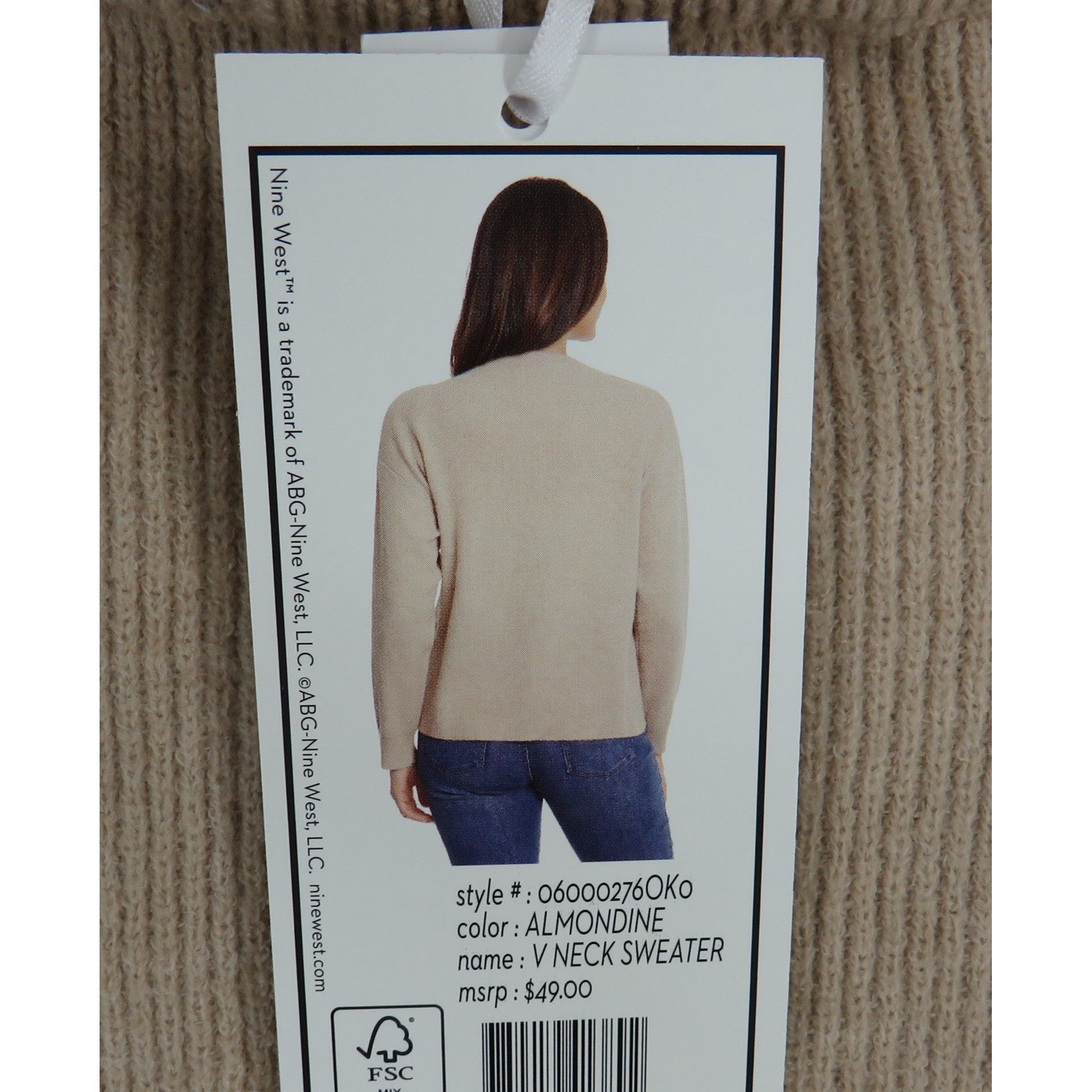 Nine West Nine West Women's Almondine V-Neck Sweater XL Ribbed Knit N Size XL / US 12-14 / IT 48-50 - 4 Thumbnail