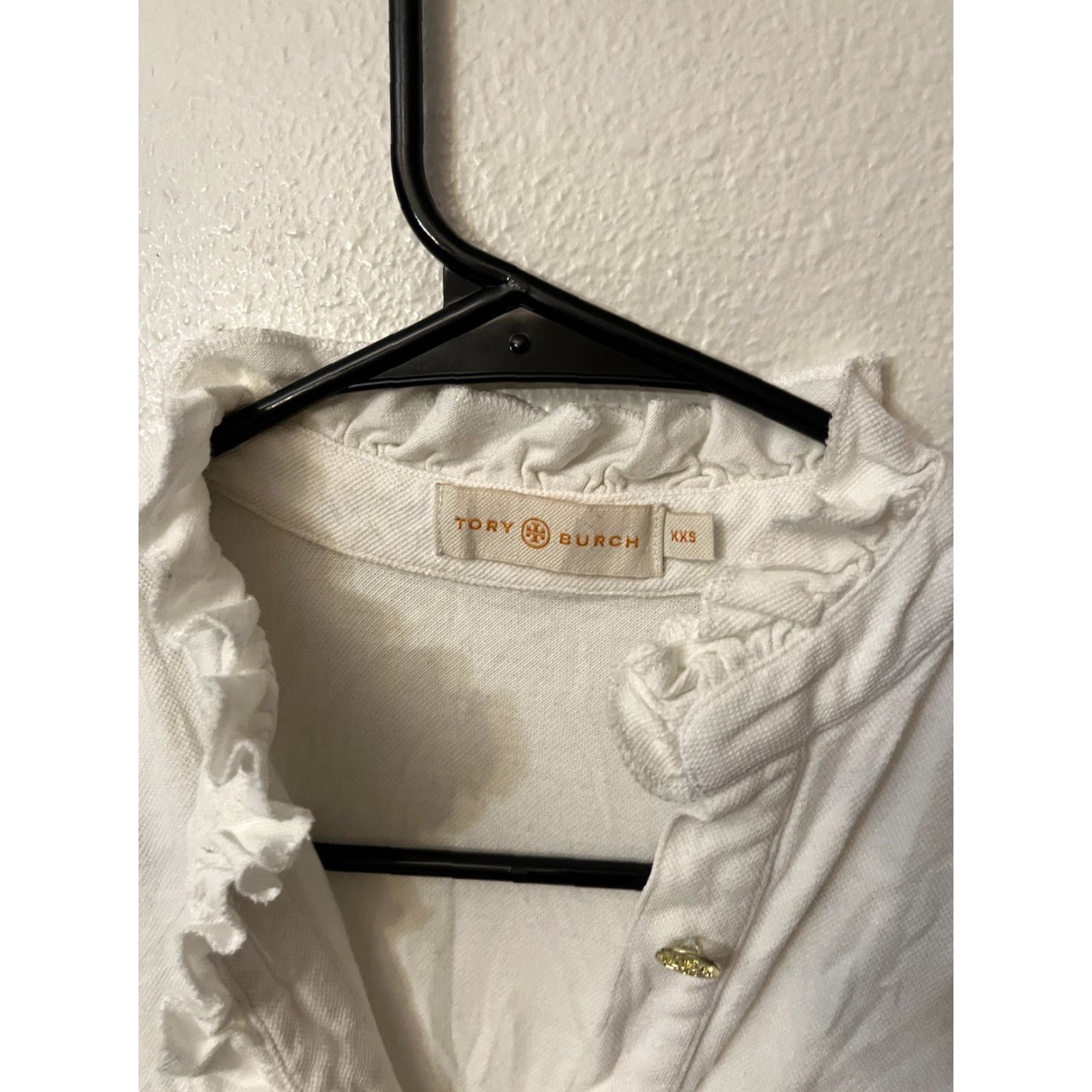 Tory Burch VINTAGE Tory Burch Polo Shirt Women XS White Knit Sleeveless Ruffle Logo Casual Size XXS / US 00 / IT 34 - 3 Thumbnail