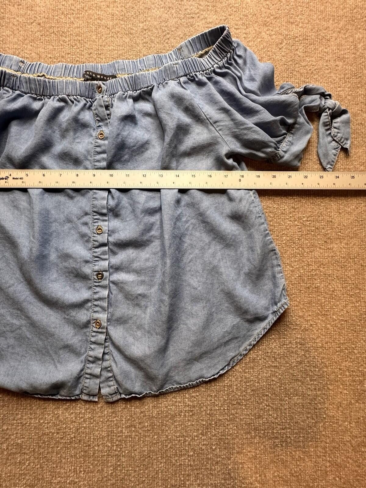 Other Haute Monde Blue Chambray Off-Shoulder Button Up [760] Size L / US 10 / IT 46 - 6 Thumbnail