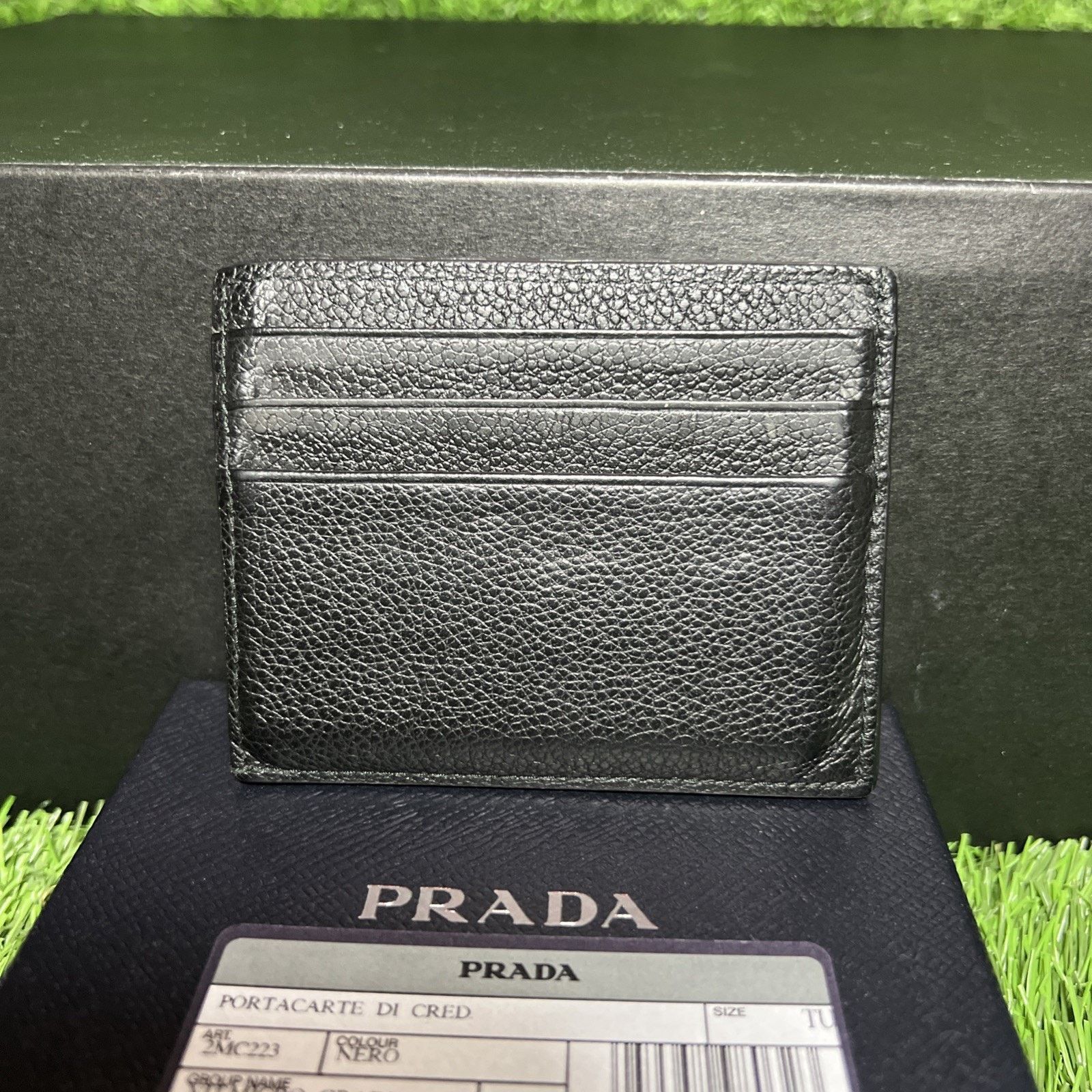 Prada Prada Vitello Micro Grain Leather Black Card Holder Wallet Size ONE SIZE - 3 Thumbnail