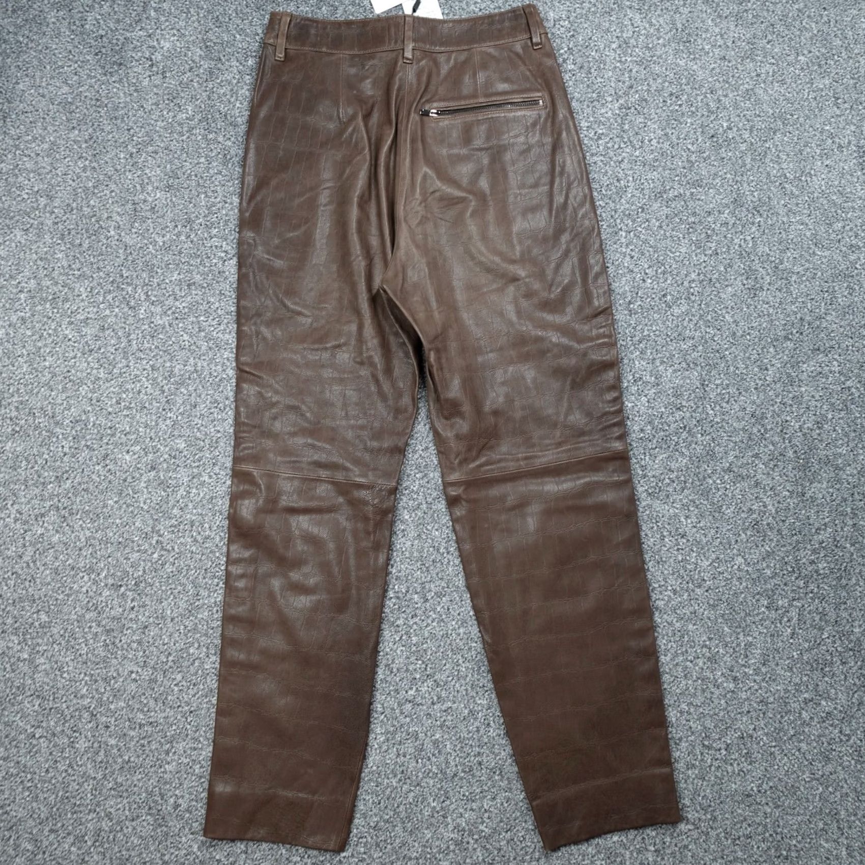 Reiss Reiss Trousers Womens Brown Leather 8 Crock Effect Size 30" / US 8 / IT 44 - 3 Thumbnail