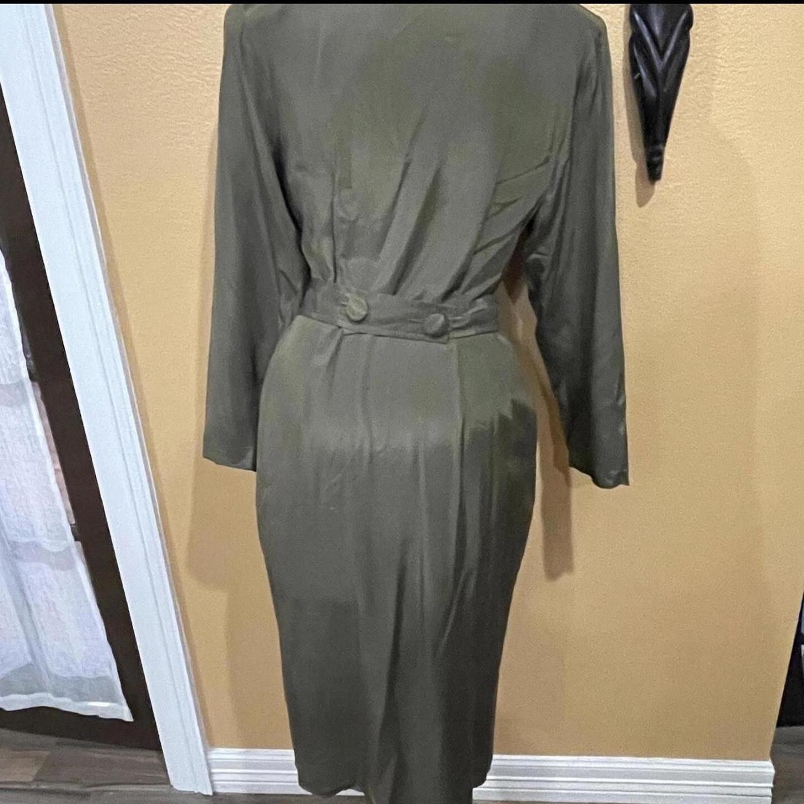 Other Khaki green vintage 80s dress dress Size S / US 4 / IT 40 - 2 Thumbnail