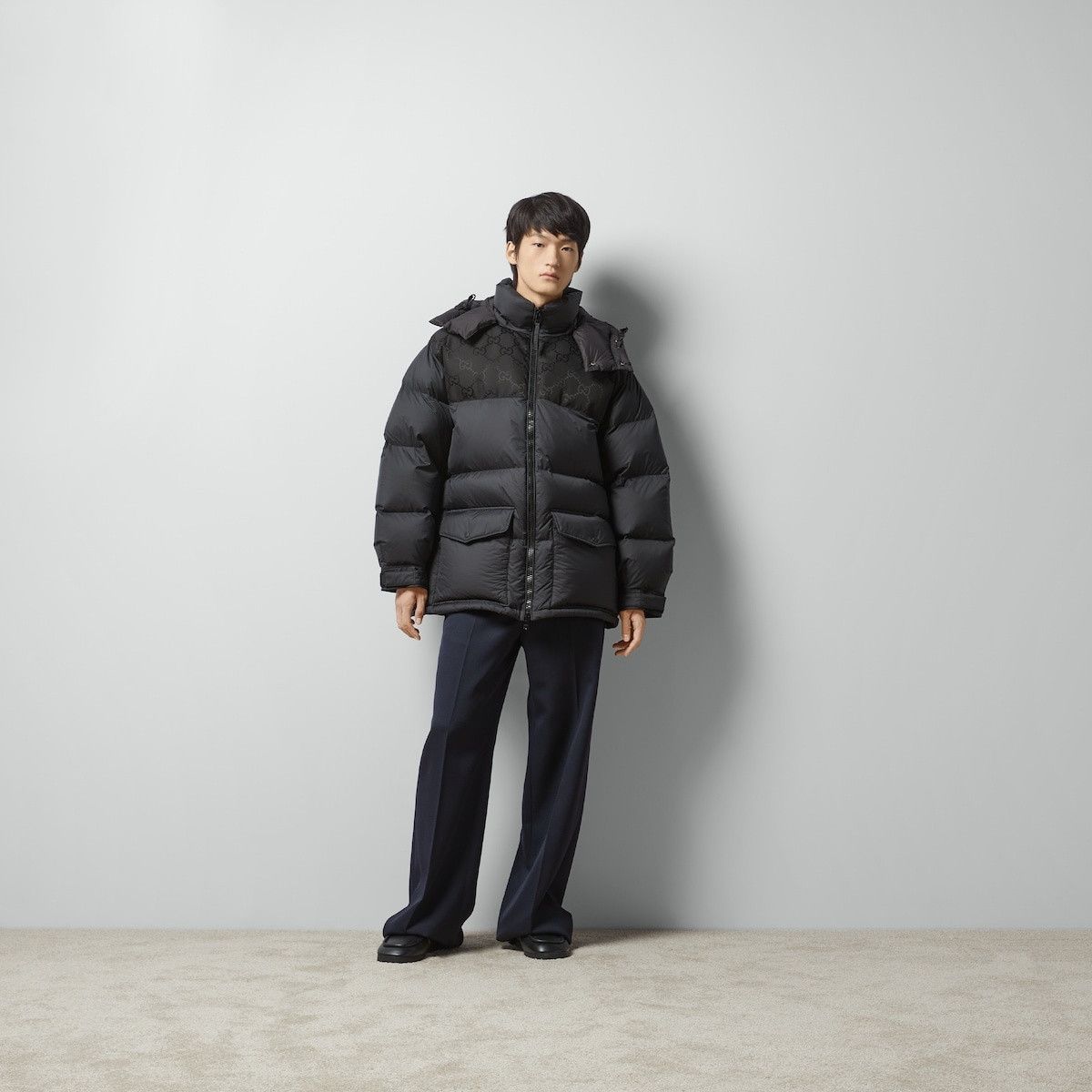 Gucci o1s1wg110225 Nylon Down Jacket With GG Inserts in Black Size US L / EU 52-54 / 3 - 2 Thumbnail