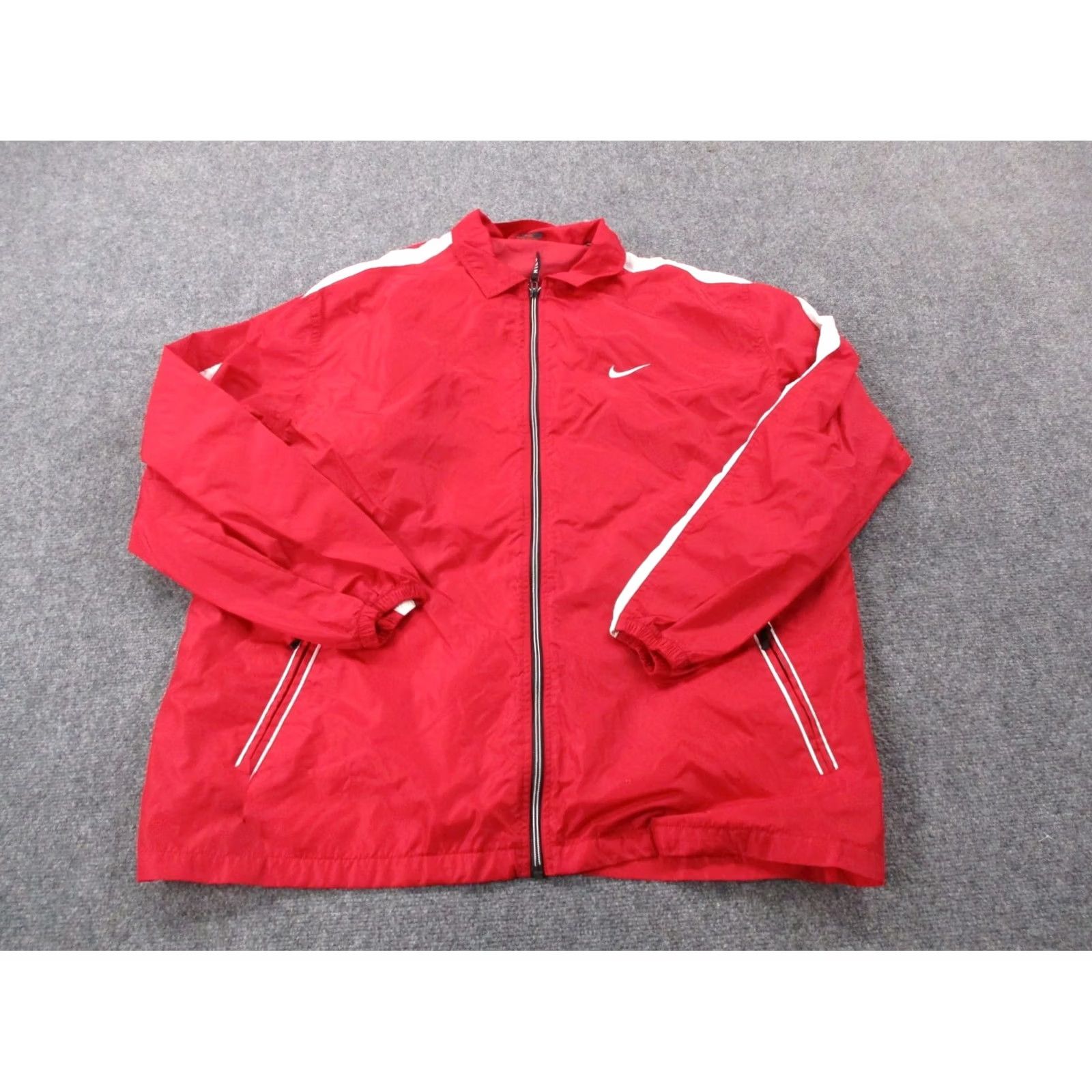 Nike VINTAGE Nike Jacket Mens 2XL Red Swoosh Windbreaker Casual Zipper Full Zip Pockets Lightweight Athletic 90s Y2K Style Size US XXL / EU 58 / 5 - 2 Thumbnail